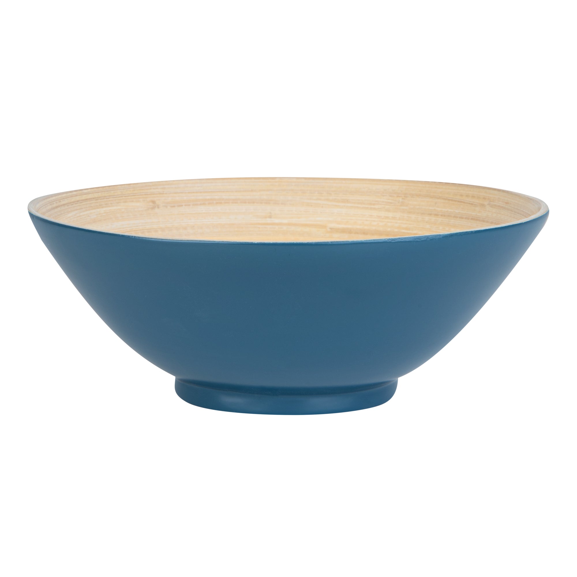 Bambuddha 29 oz Round Blue Spun Bamboo Serving Bowl - 8.25