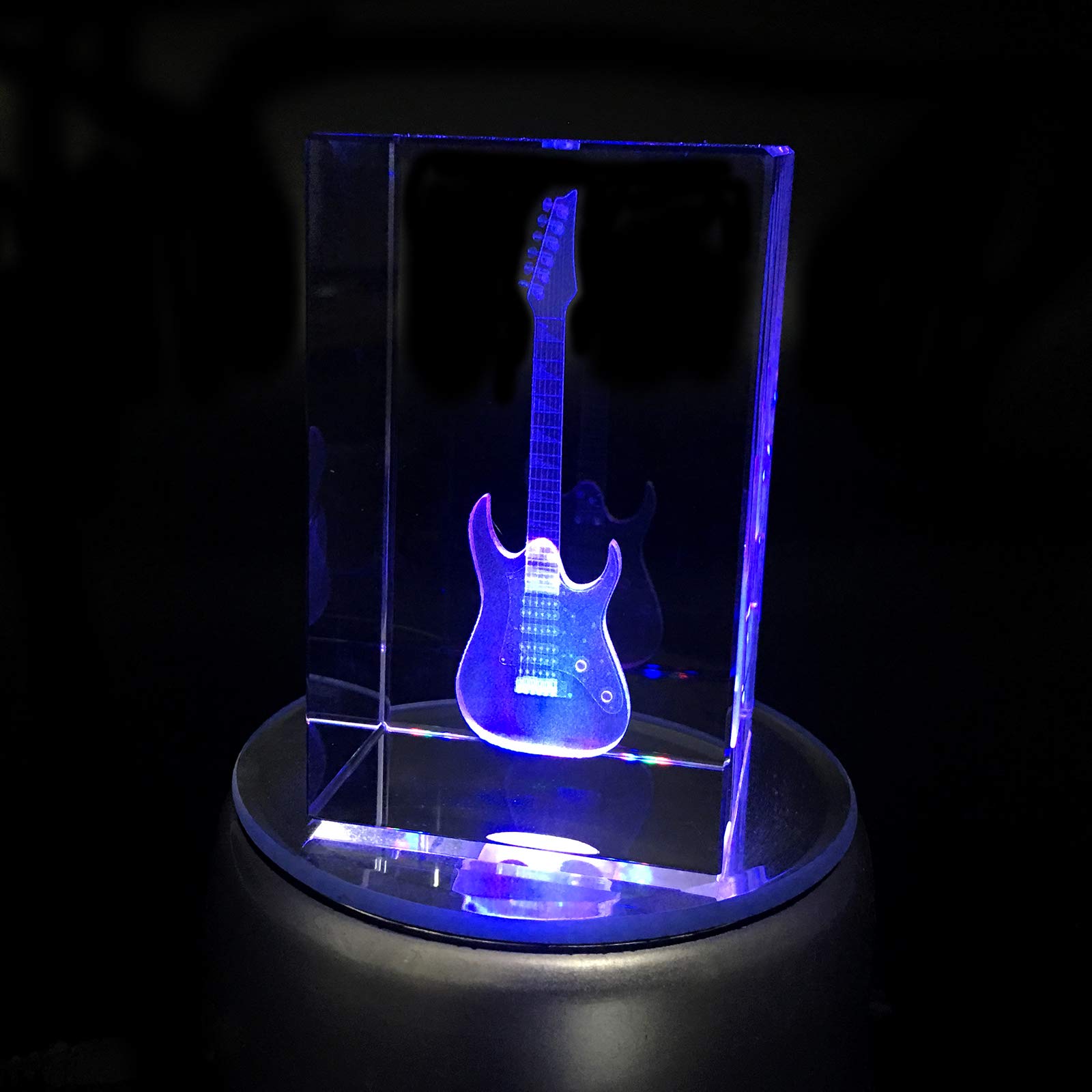 3D Laser Etched Electric Guitar Crystal Glass Paperweight - Perfect for Music Lovers, Graduation, Christmas, Birthday & Valentine's Day Gifts - Office Desk Decor & Musician's Keepsake