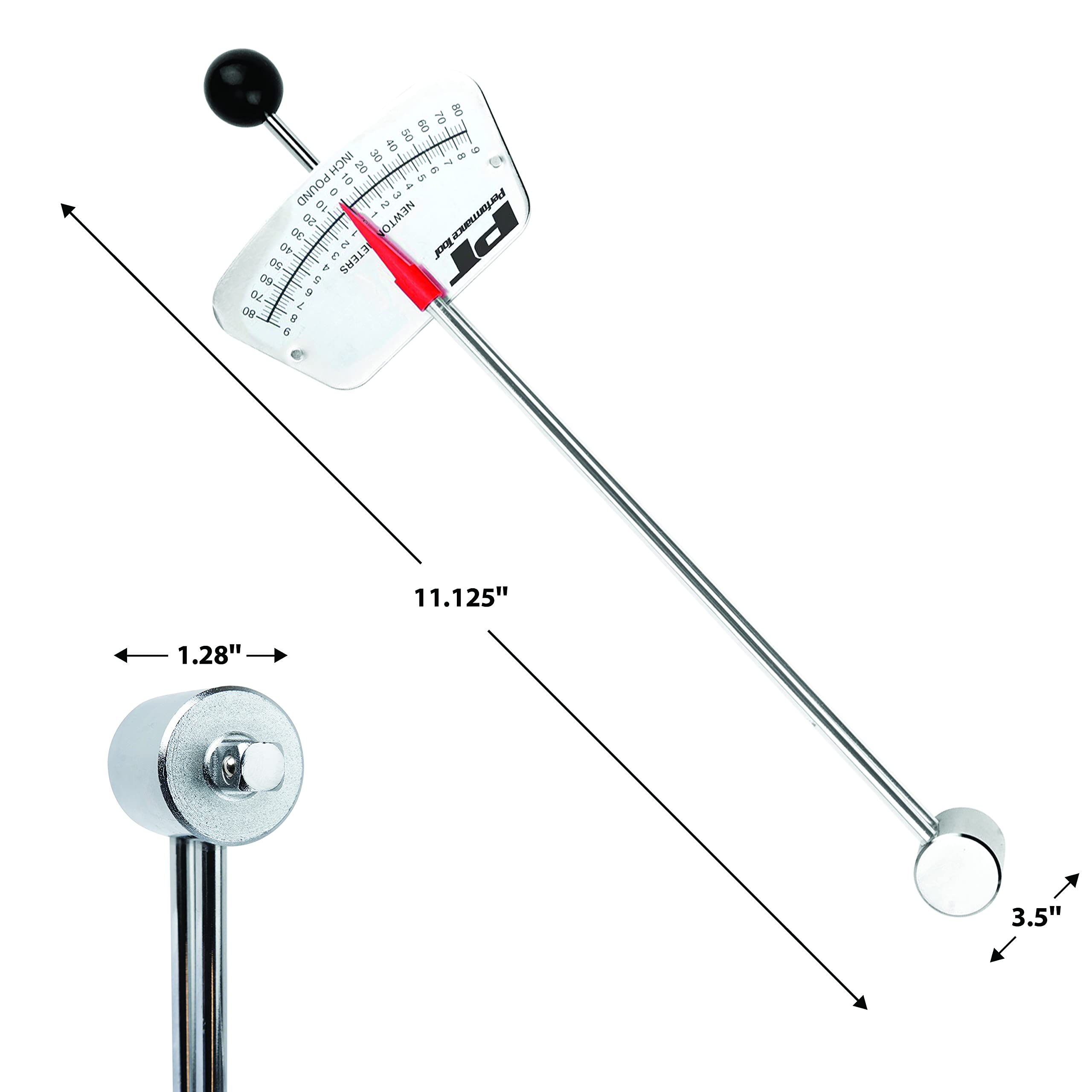 Performance Tool M195 1/4-Inch Drive Torque Beam Wrench - 0-80 Inch/Lbs | Ball Handle Design | Precision Torque Measurement for Automotive, Bicycle & DIY Projects | Ideal for Mechanics & Home Repair