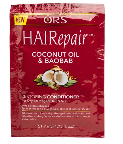 ORS HAIR REPAIR VITAL COCONUT & BAOBAB OIL 1.75oz - Natural Hair Growth Treatment for Damaged Hair, Dry Scalp & Split Ends - Perfect for Curly, Wavy & Straight Hair Types at Home or Salon Use
