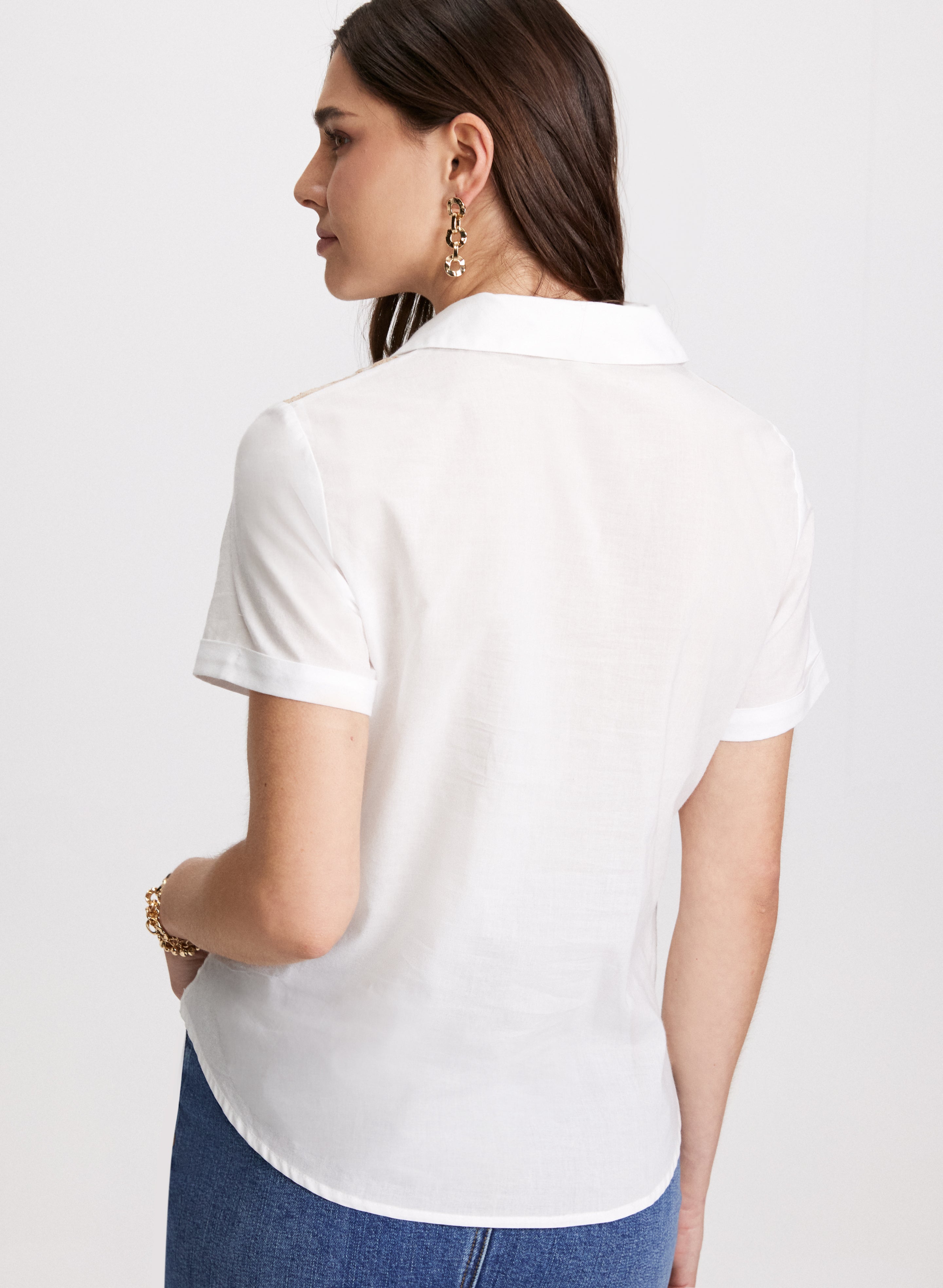 Stylish Paisley Embroidery Button Down Blouse for Women - Perfect for Office Wear, Casual Outings & Special Occasions