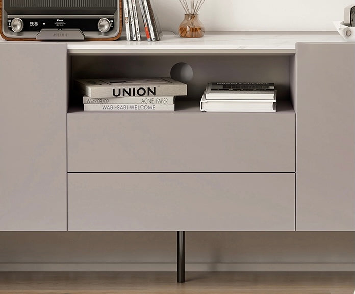 Solid Poplar Wood TV Stand with Slate Top - Modern Luxury Bedroom Furniture for Living Room & Home Entertainment Setup