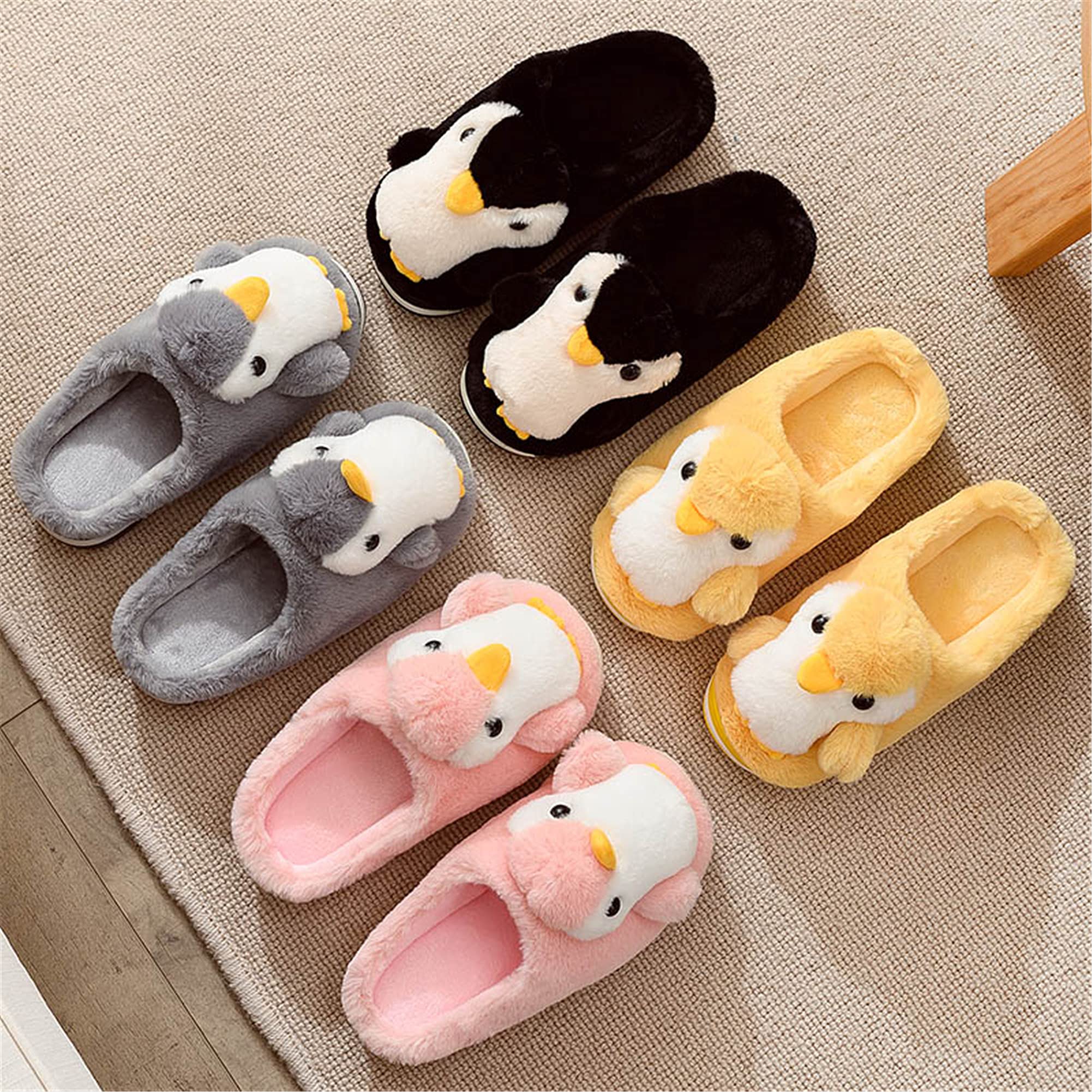 Cute Penguin Slippers for Women & Men - Cartoon Animal Plush House Shoes, Warm Winter Indoor Slippers with Soft Comfort - Perfect for Home, Lounge, and Gift Giving