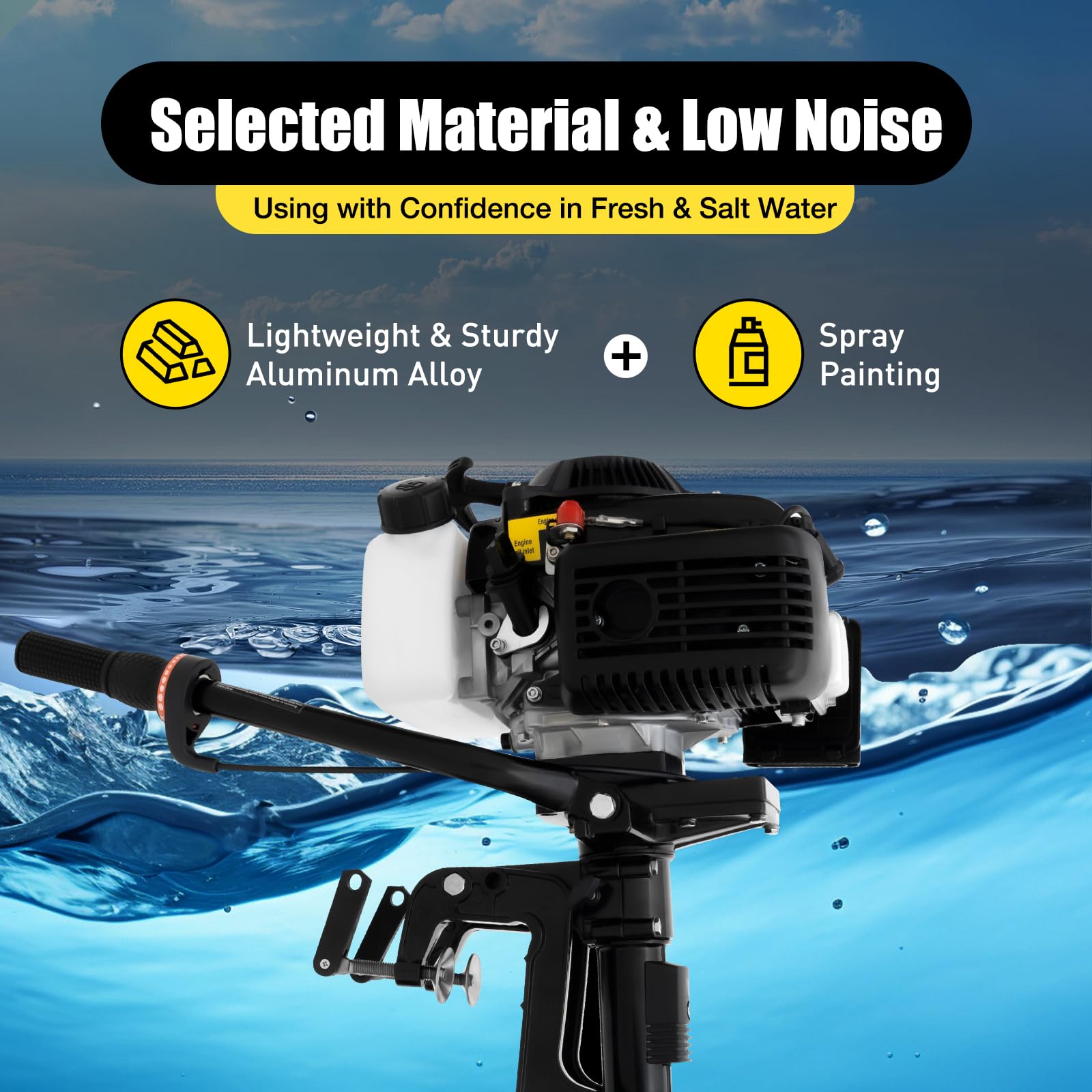 TBVECHI 4HP 4-Stroke Outboard Motor Engine - 52CC Manual Start, Air Cooling & Capacitor Discharge Ignition - Perfect for Fishing Boats, Small Watercraft & Marine Adventures