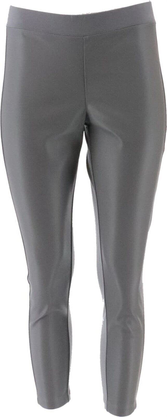 Women's Control Ponte Royale Legging with Faux Leather Panel A371701 - Tummy Shaping High Waist Workout Yoga Pants for Gym & Casual Wear