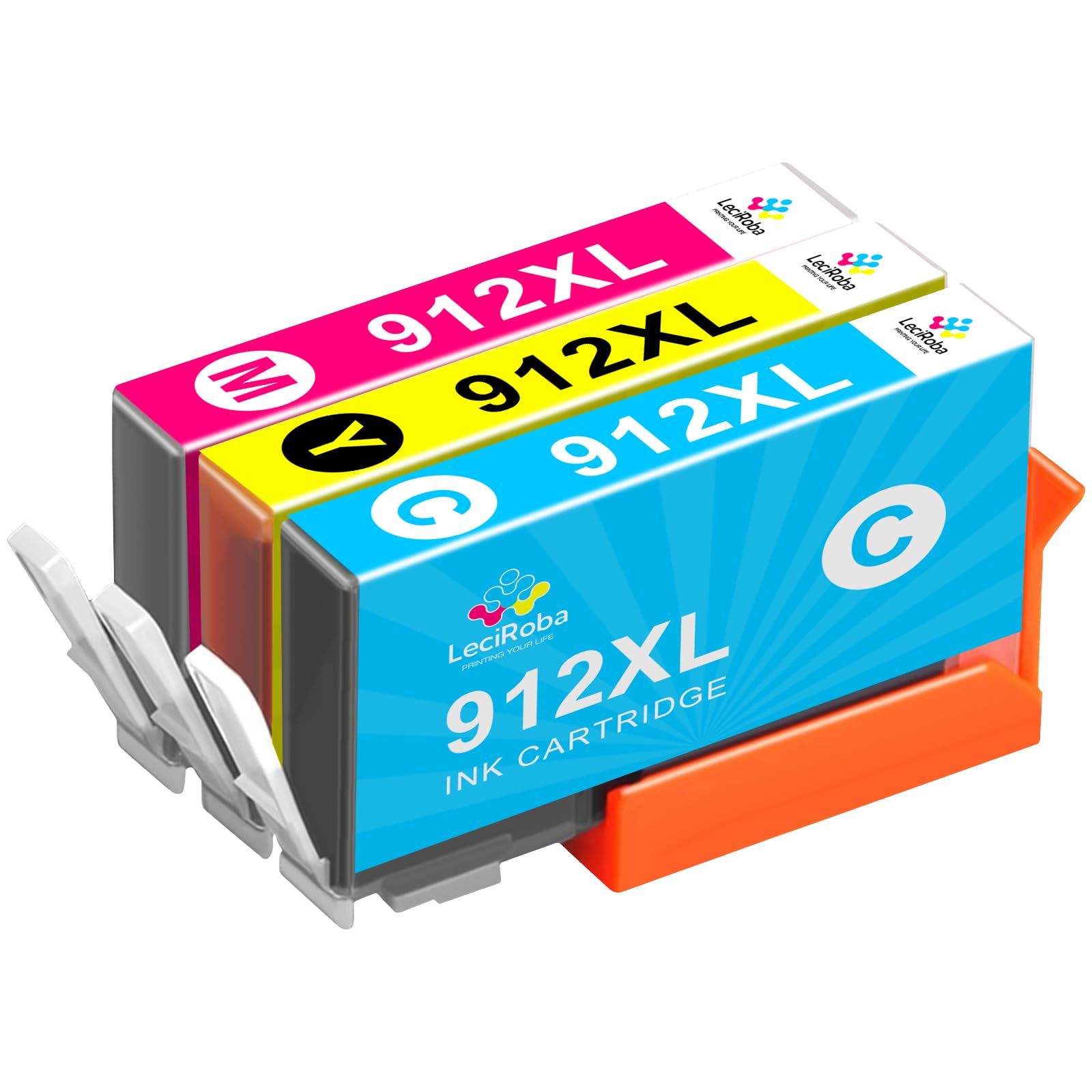 LeciRoba 912XL Ink Cartridges 3-Pack - Compatible with HP 912XL Printers, HP OfficeJet 8012/8014/8015/8017 & Pro 8022/8023/8024/8025 All-in-One Printers - High Yield Printing for Home Office & Small Business Documents