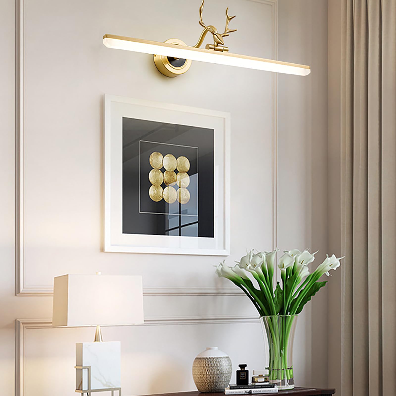 Modern Copper Vanity Light - Rotatable LED Bathroom Sconce for Dressing Table (100cm, Gold) - Perfect for Bathroom Makeup Area