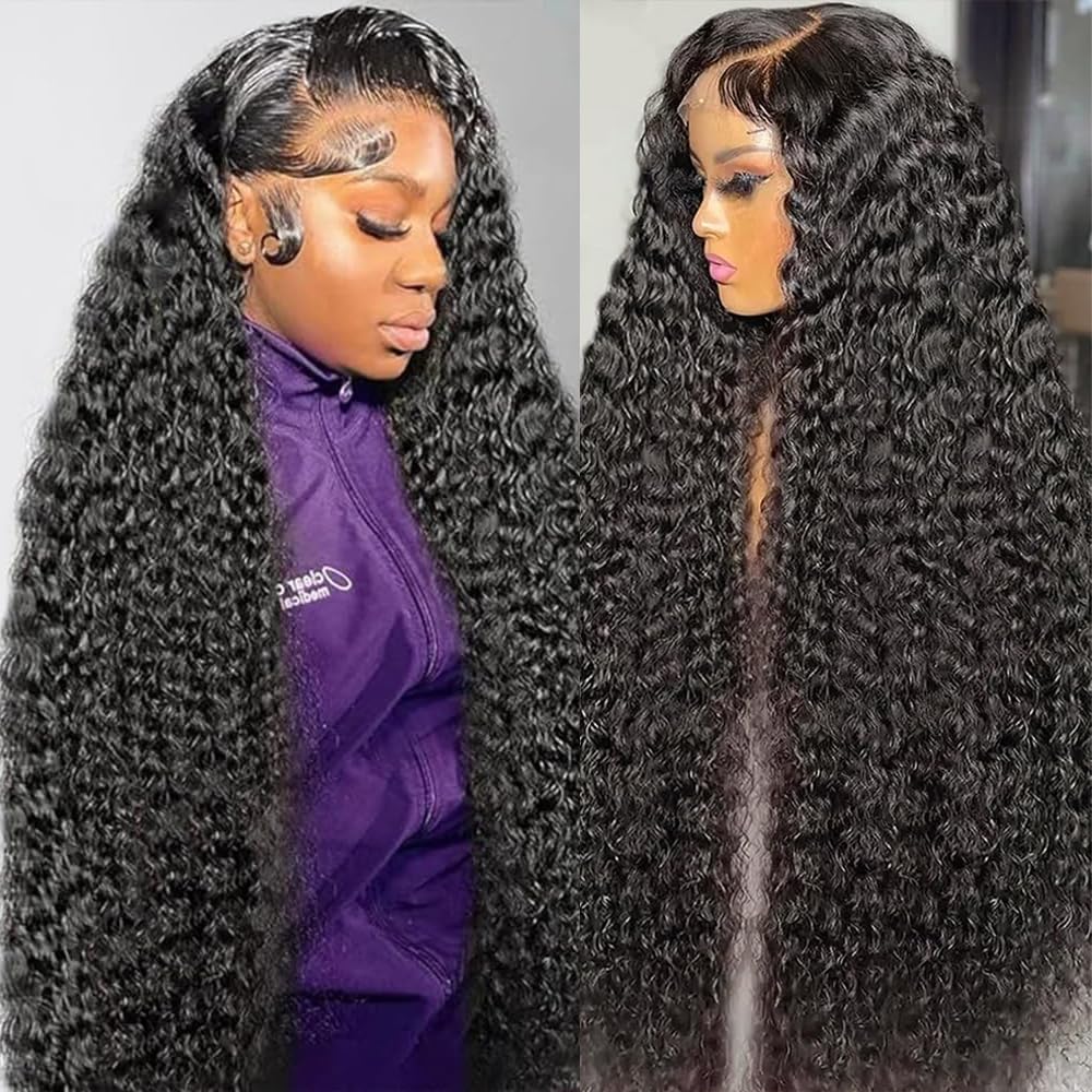 250 Density HD Lace Front Wigs 100% Human Hair 30 Inch Deep Wave Lace Front Wigs - Pre Plucked Curly Wet & Wavy Frontal Wigs for Women | Natural Look for Daily Wear, Parties & Special Occasions