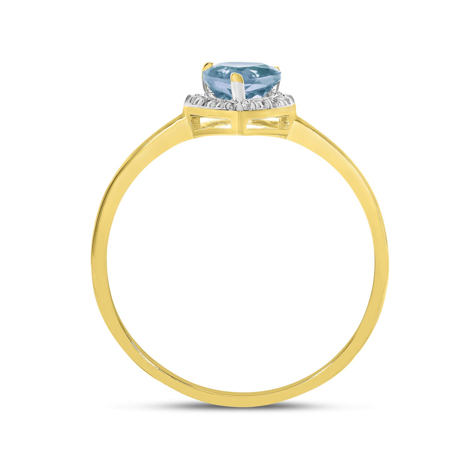 14K Yellow Gold Pear Aquamarine and Diamond Ring - Elegant Birthstone Jewelry for Women, Perfect for Engagement, Anniversary & Special Occasion Gifts