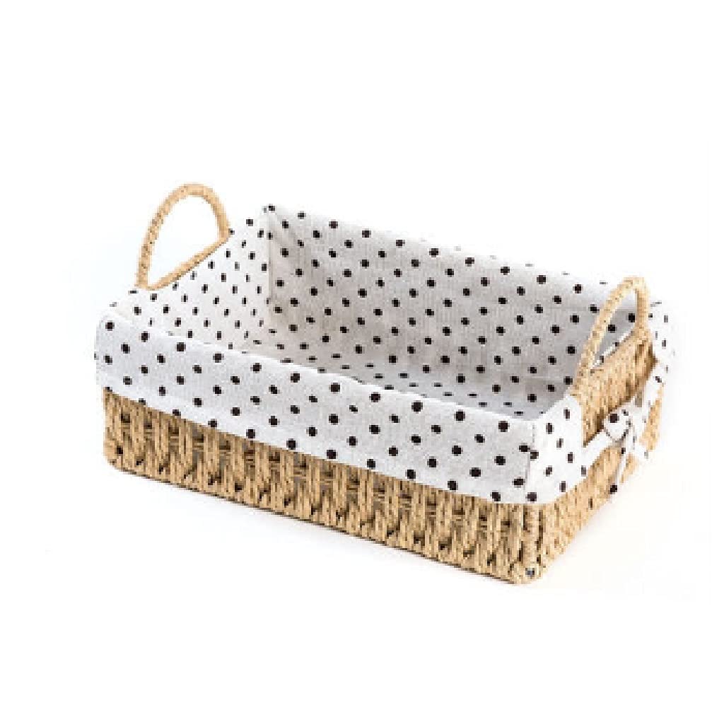 WSZJJ Woven Rattan Storage Basket - 25cm Desktop Organizer for Cosmetics, Snacks & Sundries | Stylish Living Room & Bedroom Decorative Storage Solution