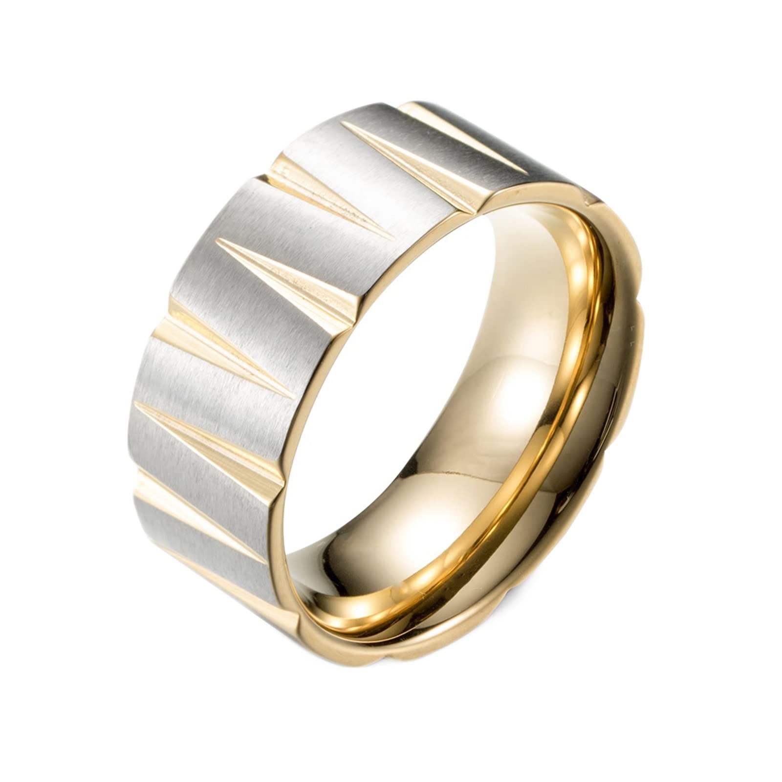 Stainless Steel Men's Rings - Unique Colorful Grooved Matte Band Ring for Men | Durable & Stylish Wedding, Engagement, or Fashion Jewelry Gift