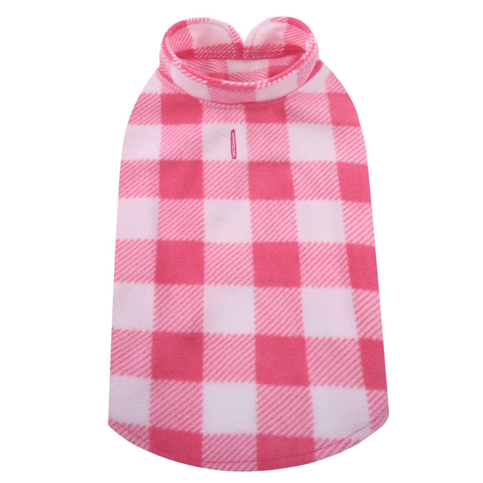 Kuoser Stretch Dog Fleece Vest - Soft Plaid Dog Sweater for Small Dogs & Cats | Warm Winter Pullover Coat with Leash Hole for Chihuahua, Yorkshire, Teddy | Perfect for Outdoor Walks & Indoor Comfort