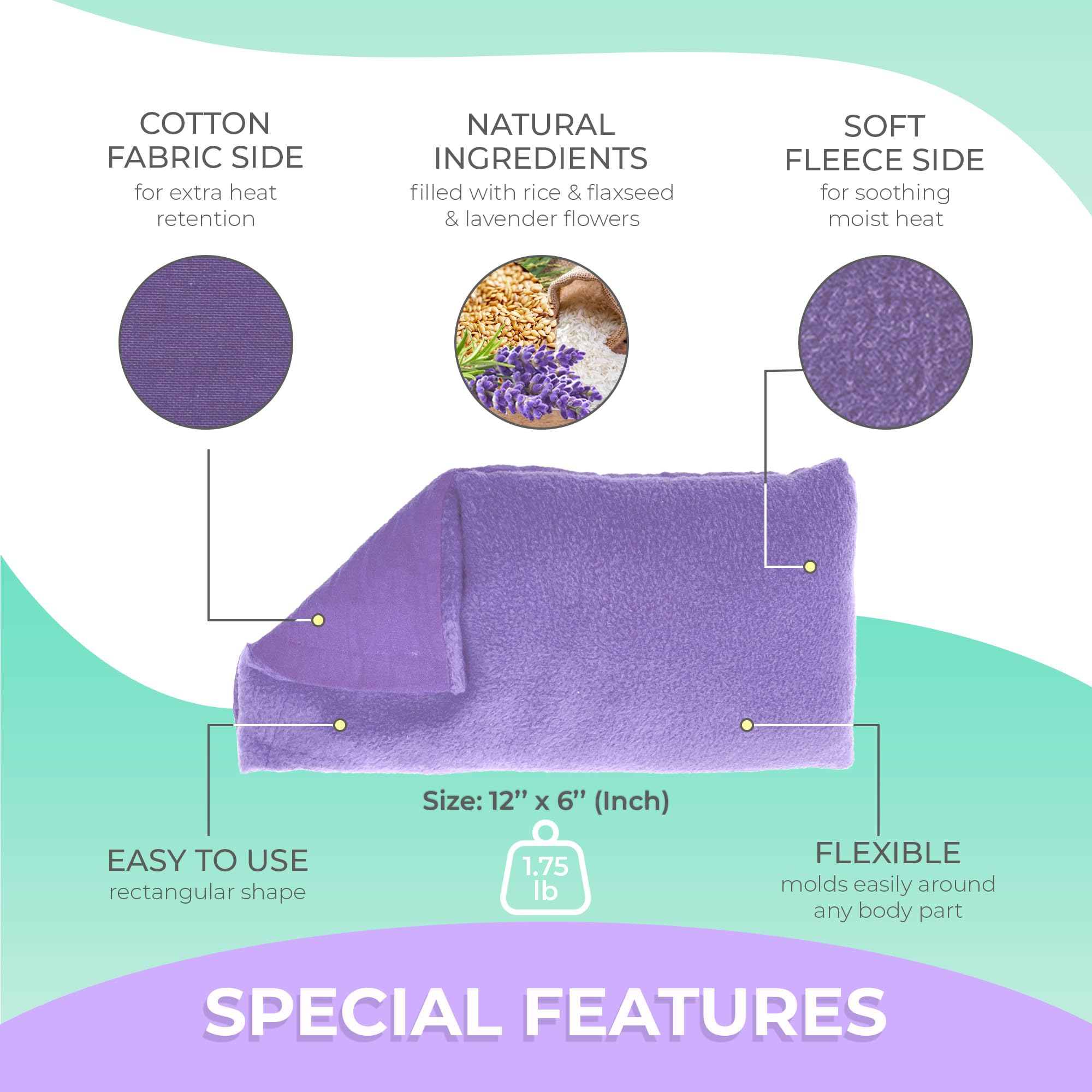 Microwave Heating Pad for Pain Relief - Moist Heat Therapy Pad for Joint & Muscle Pain, Cramps - Lavender Scented Hot & Cold Pack (Purple) - Perfect for Back Pain, Period Cramps & Post-Workout Recovery