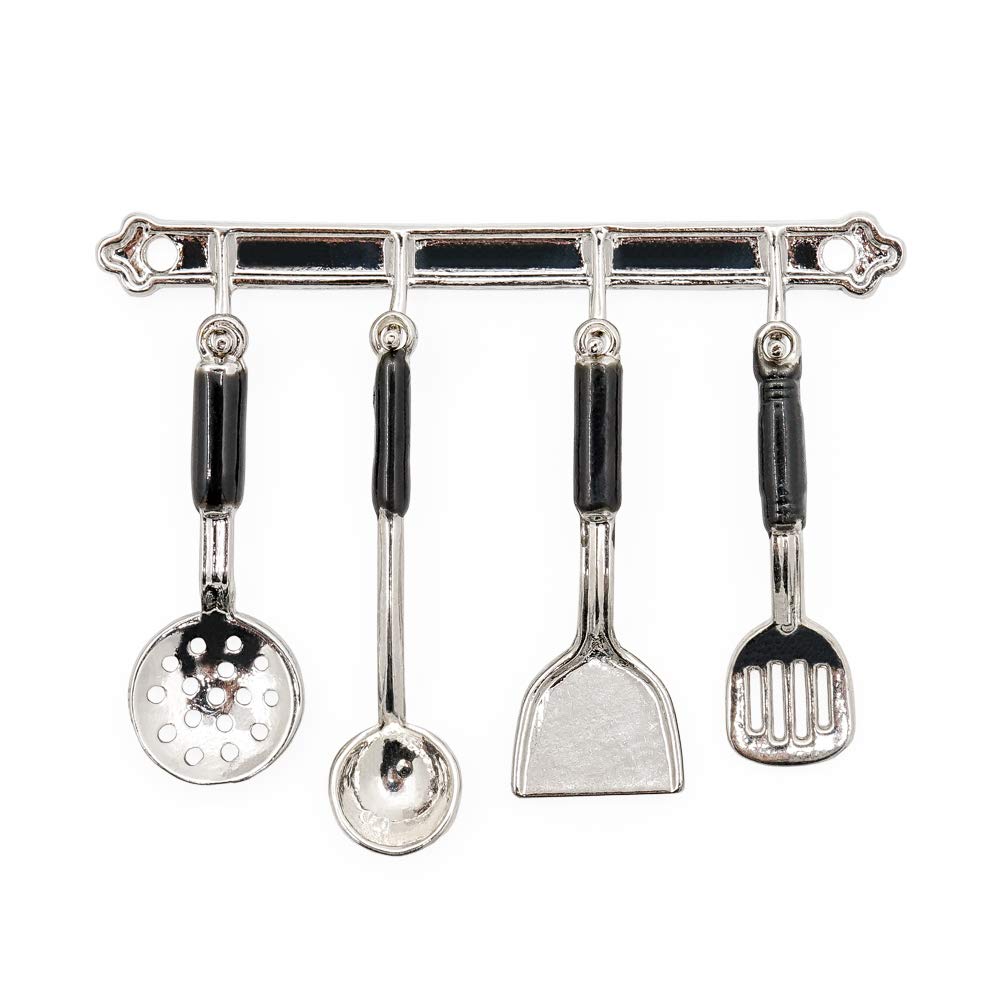 1/12 Scale Miniature Kitchen Utensils Set - Silver Dollhouse Accessories for Realistic Mini Cooking & Home Decor Display