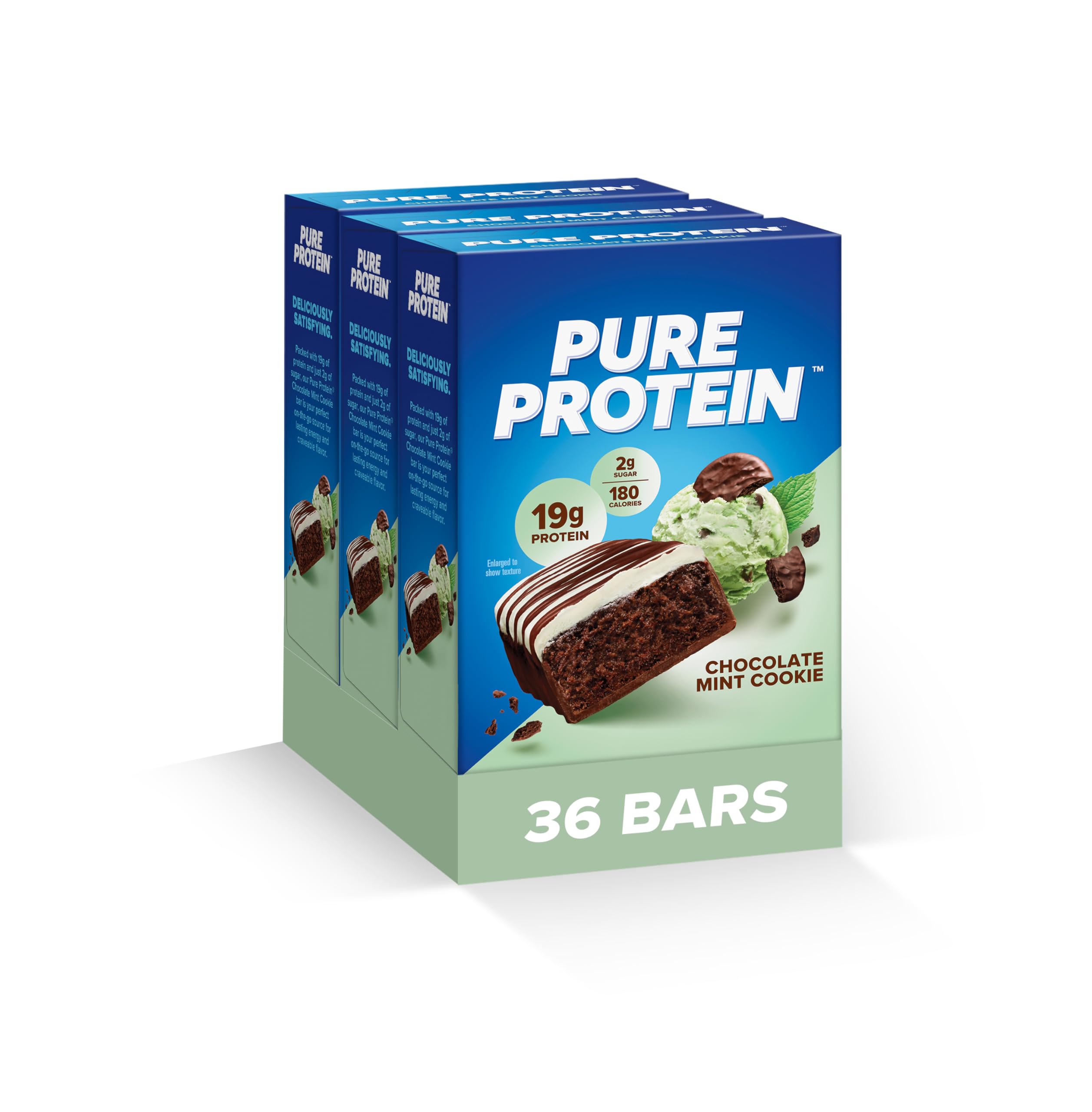 Pure Protein Bars - High Protein, Low Sugar, Gluten Free Chocolate Mint Cookie Snacks (36 Pack) | Energy Boosting Nutrition for Workouts, Hiking & Healthy On-the-Go Lifestyle