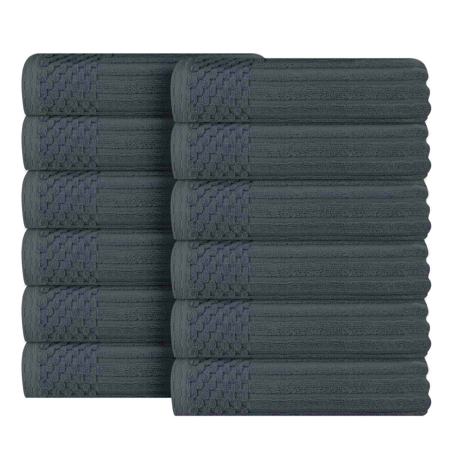 Premium Soho Ribbed Textured Cotton Face Towels - Ultra Absorbent & Soft (12-Pack) - Perfect for Spa, Gym, Travel & Daily Skincare Routine