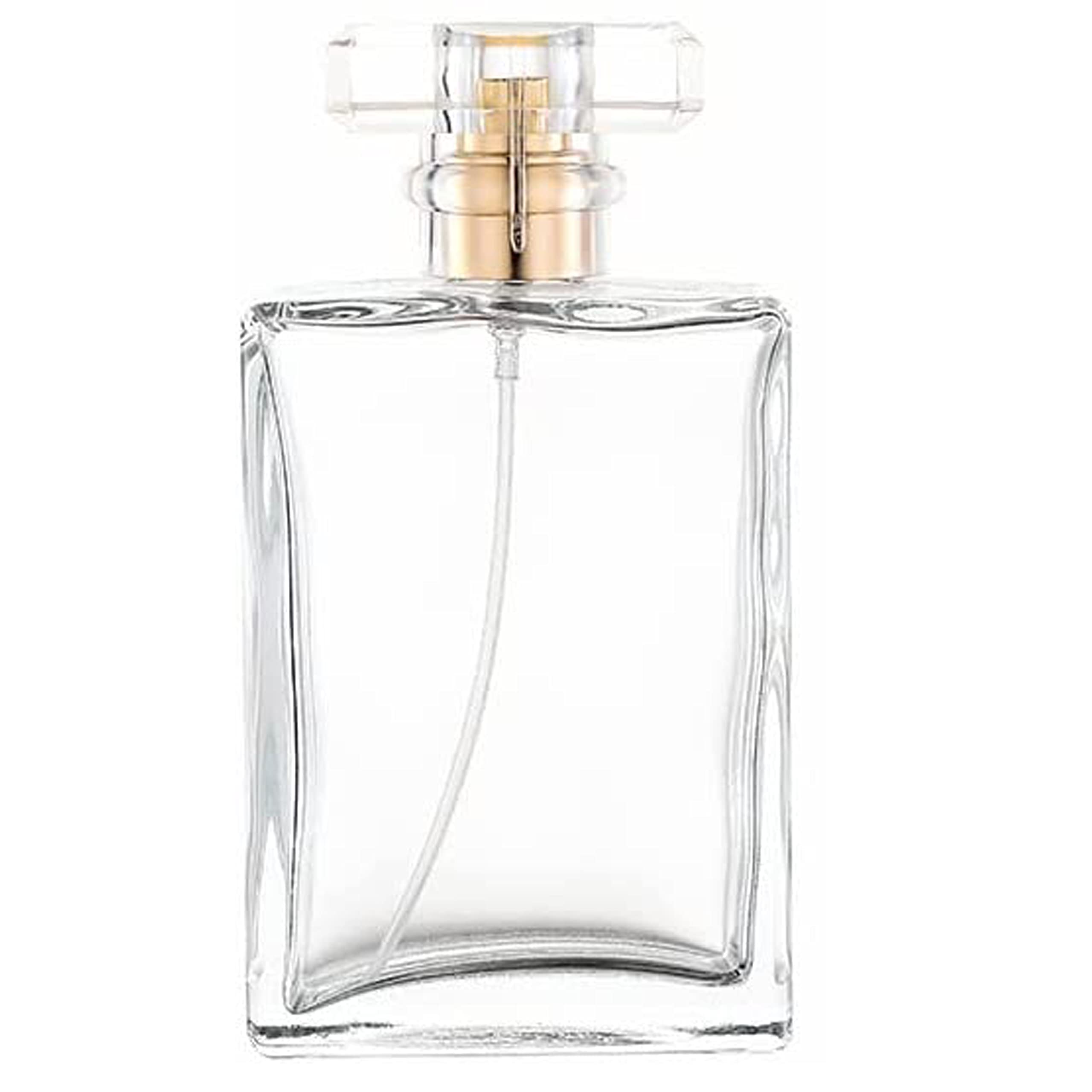 Hunky Dory 100ml Empty Clear Glass Perfume Bottles with Metal Pump & Unique Cap - Refillable Spray Bottle for DIY Perfume, Essential Oils, Rose Water - Travel Size, Home & Gift Use