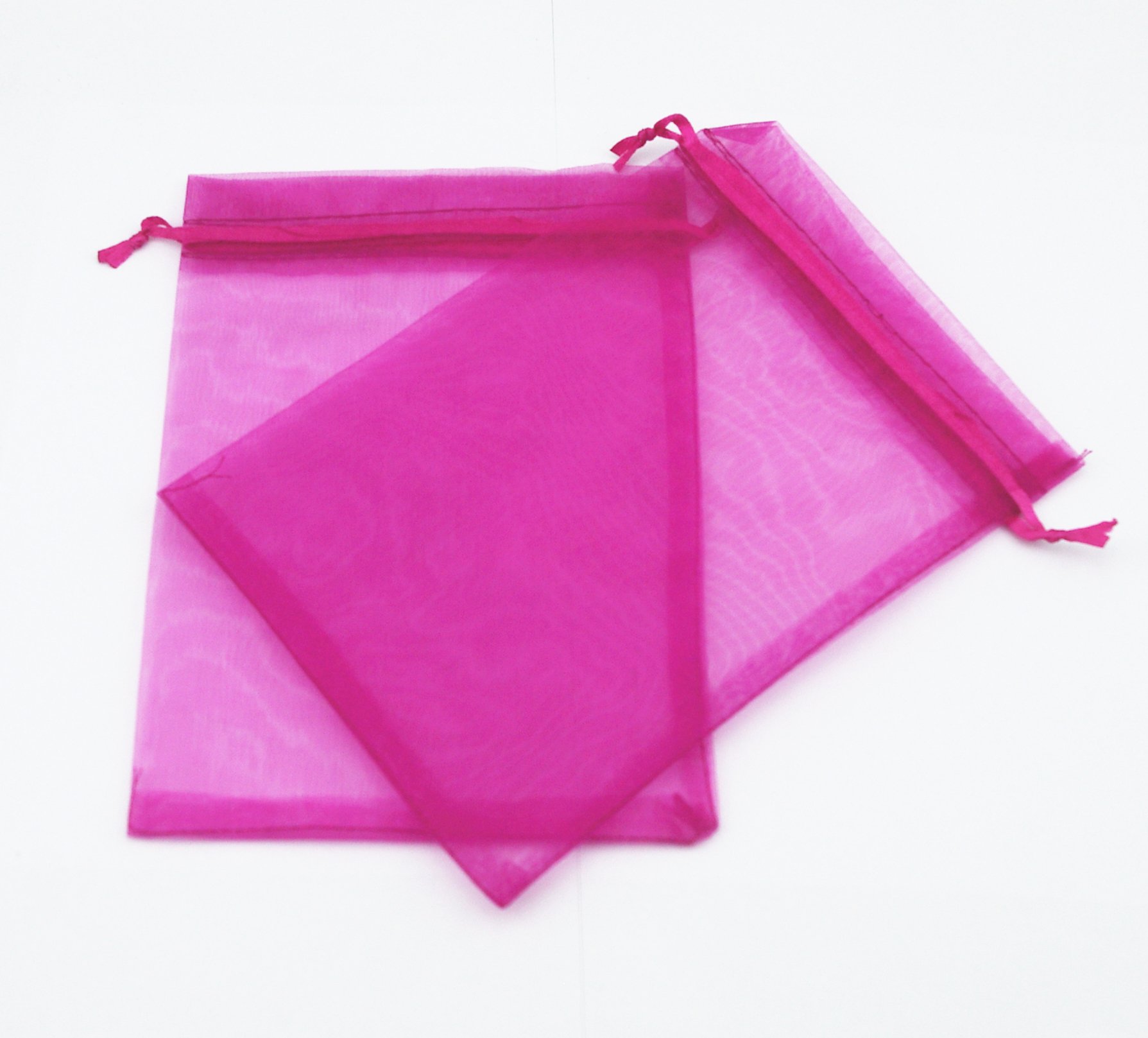 50 Pcs 6x8 Inch Fuchsia Organza Drawstring Bags - Wedding Favor Pouches for Jewelry, Party Favors, Bridal Shower Gifts & Special Occasions
