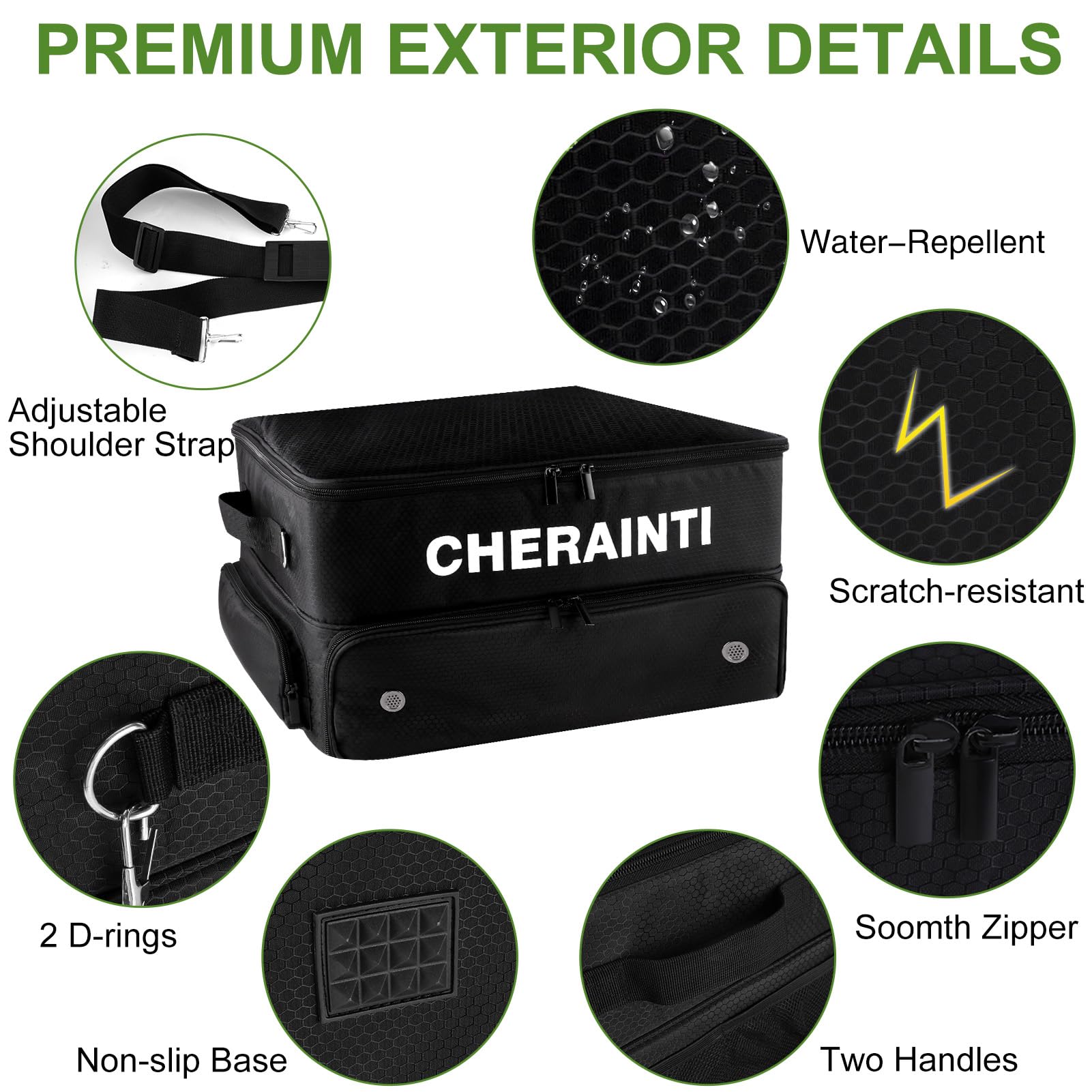 CHERAINTI 2-Layer Waterproof Golf Trunk Organizer for Car - Ventilated Shoe Storage Bag with Separate Compartment | Golf Accessories Gift for Men & Women | Perfect for Road Trips & Golf Course Storage