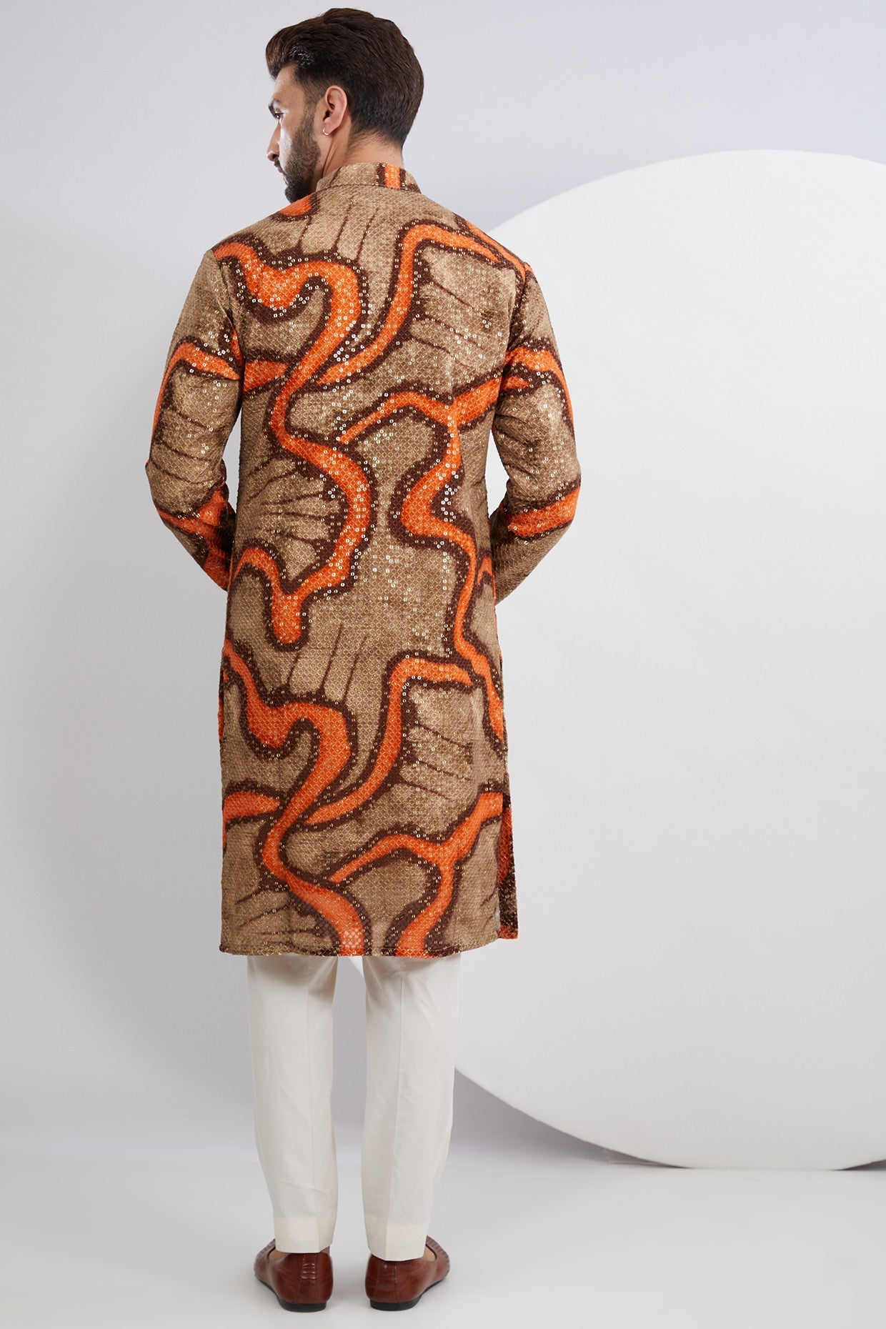 Stylish Orange and Green Abstract Embroidered Kurta for Women - Boho Chic Cotton Tunic Top - Perfect for Festivals, Parties & Casual Wear