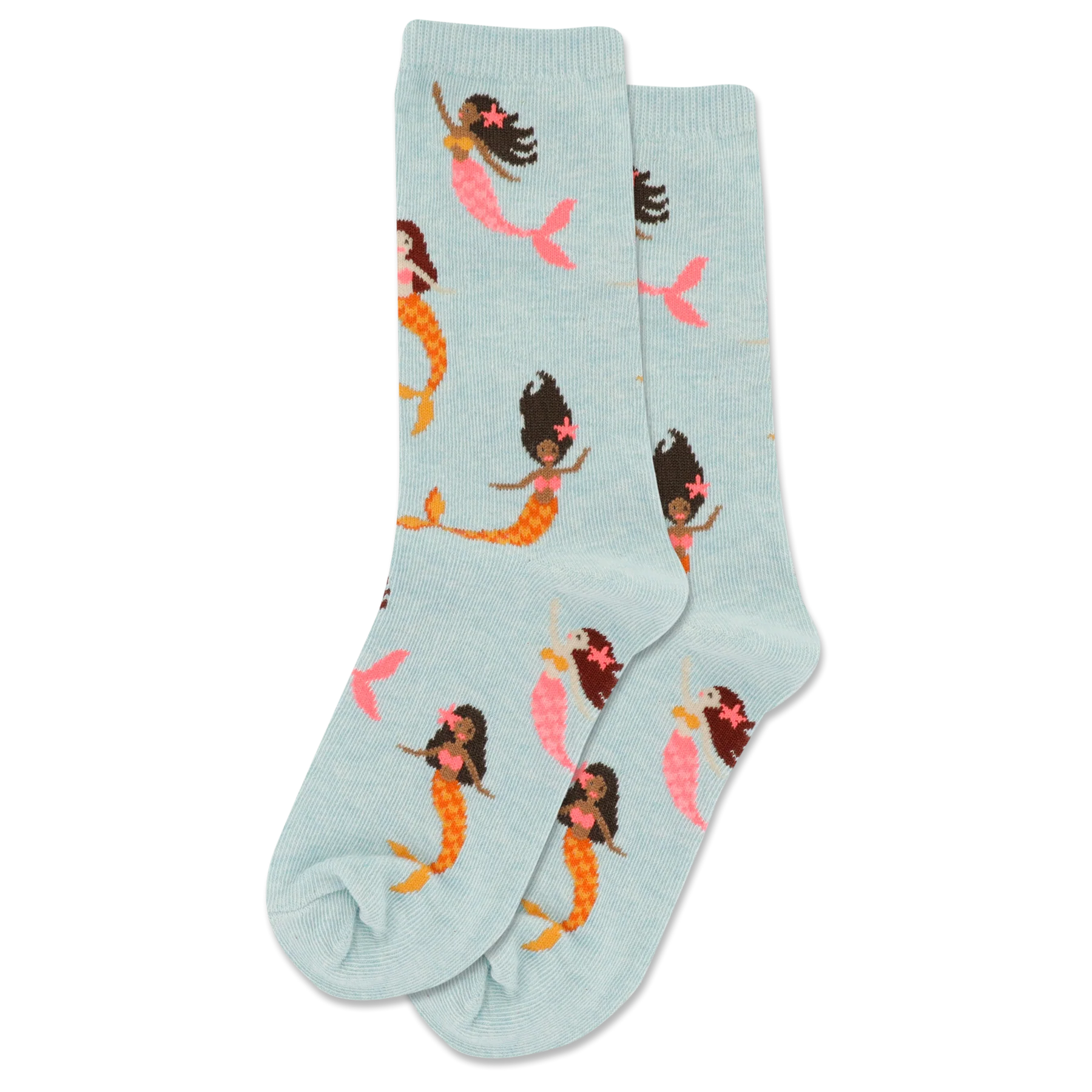 Hot Sox Women's Mermaid Crew Socks - Colorful Fish Scale Design Comfortable Cotton Blend Socks for Casual Wear, Cosplay & Gift Giving