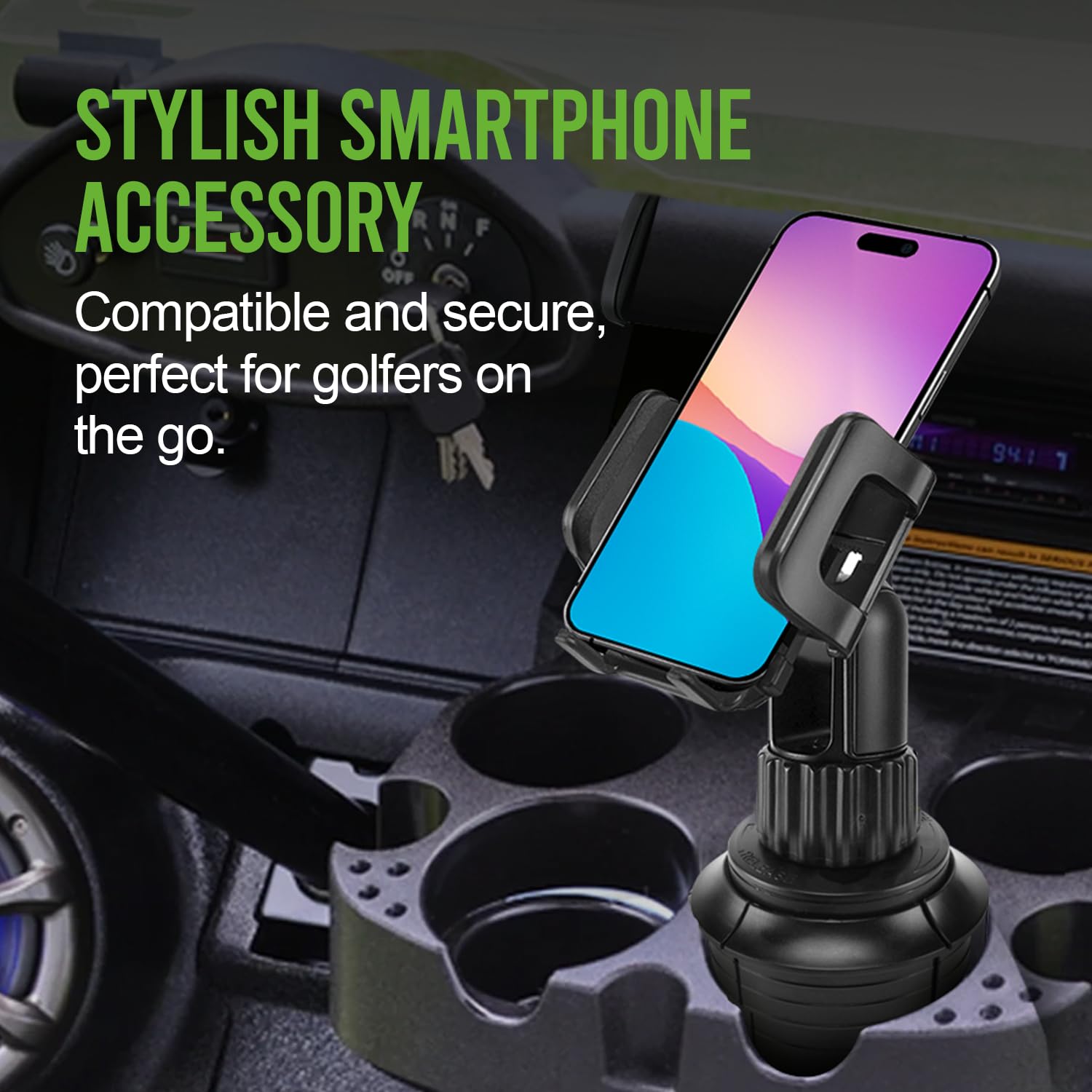 Universal Adjustable Car Cup Holder Phone Mount - Compatible with iPhone, Samsung, Moto & Google Pixel - Perfect for Hands-Free Navigation & Safe Driving