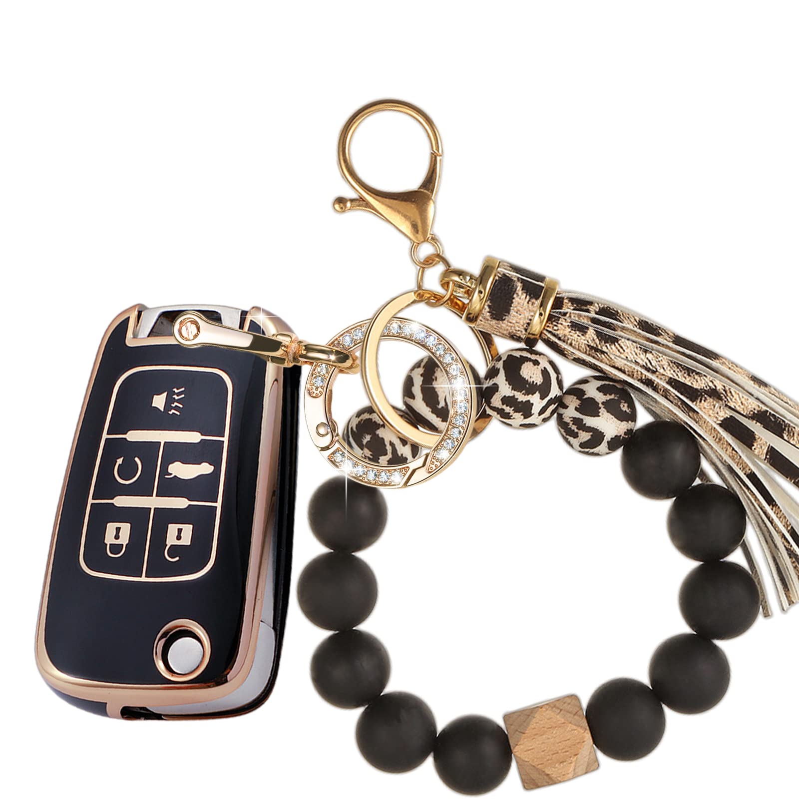 Fashion Key Chain Bracelet Key Holder for Chevrolet Chevy Equinox Camaro Cruze Malibu Sonic Volt Spark Buick Encore GMC - Car Keys Organizer for Women & Men, Perfect for Daily Use and Travel Accessories