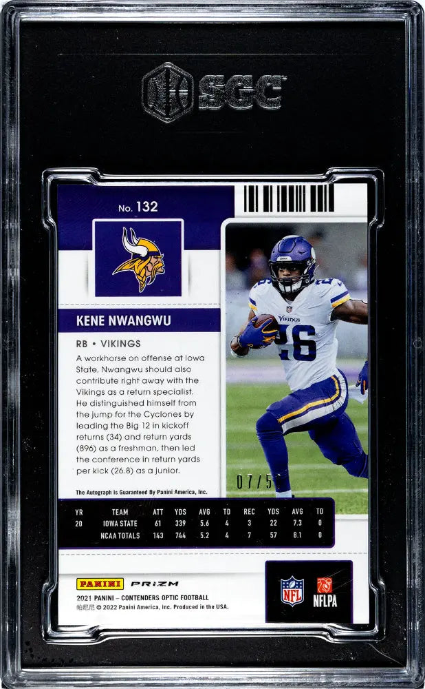 2021 Contenders Optic Kene Nwangwu Rookie Ticket Orange Prizm Auto SGC 9/50 - Rare Football Trading Card for Collectors & Fantasy Sports Fans