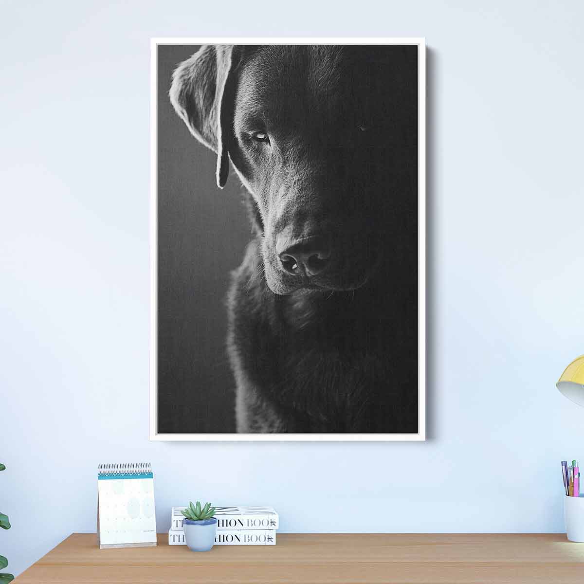 Black Dog Wall Art Canvas Print - Modern Pet Decor for Living Room, Bedroom & Office - Perfect Gift for Dog Lovers