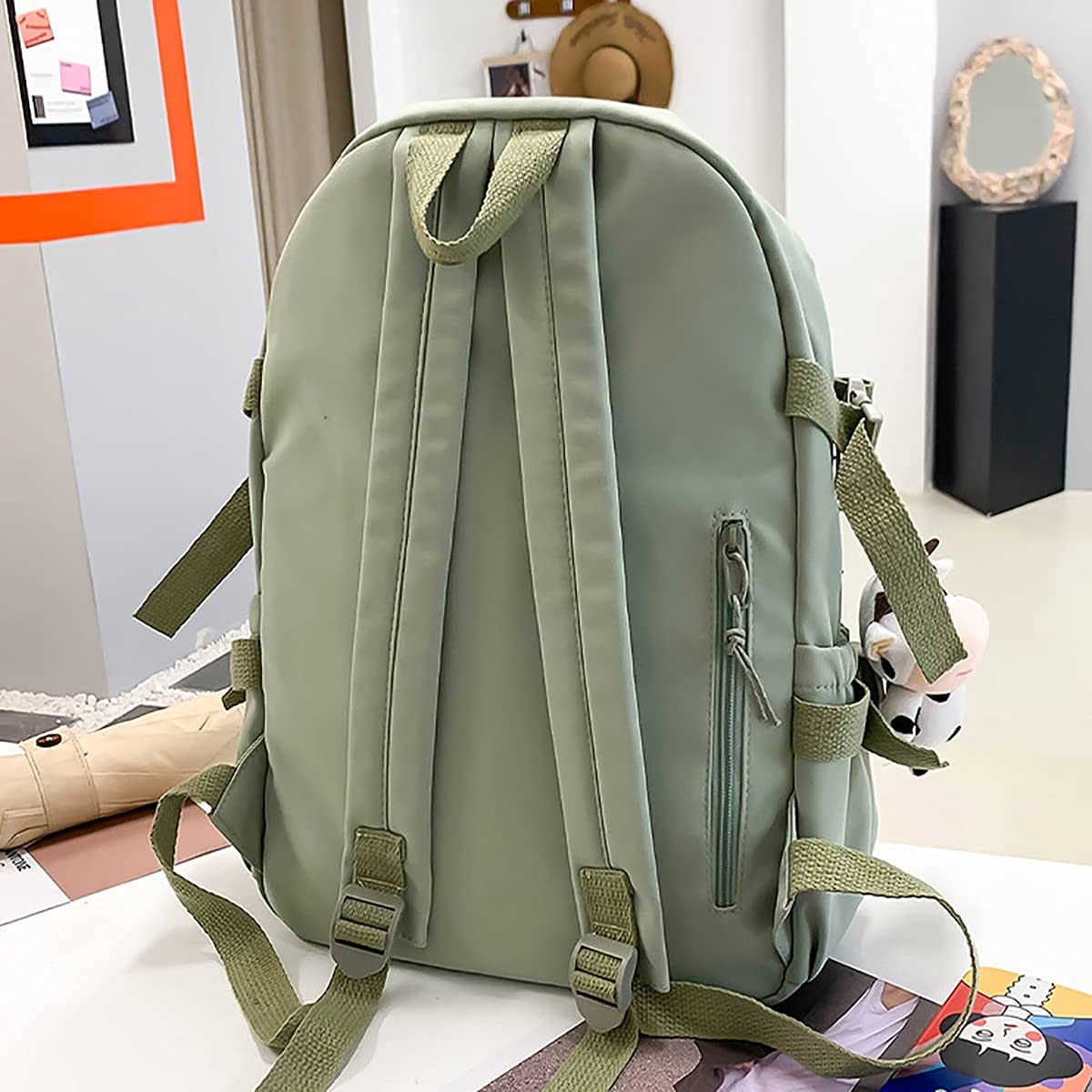 Cute Kawaii Aesthetic Backpack with Badge Pins & Keychain Pendant - Lightweight Travel Backpack for School, College, Work & Daily Commute