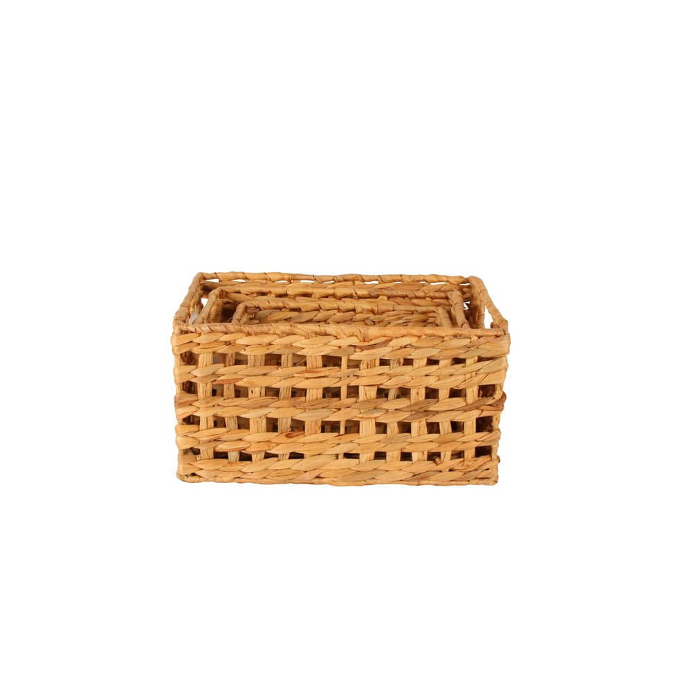 Small Rectangular Water Hyacinth Storage Basket - Natural Woven Organizer for Home & Office - Perfect for Shelves, Bathroom, and Closet Organization
