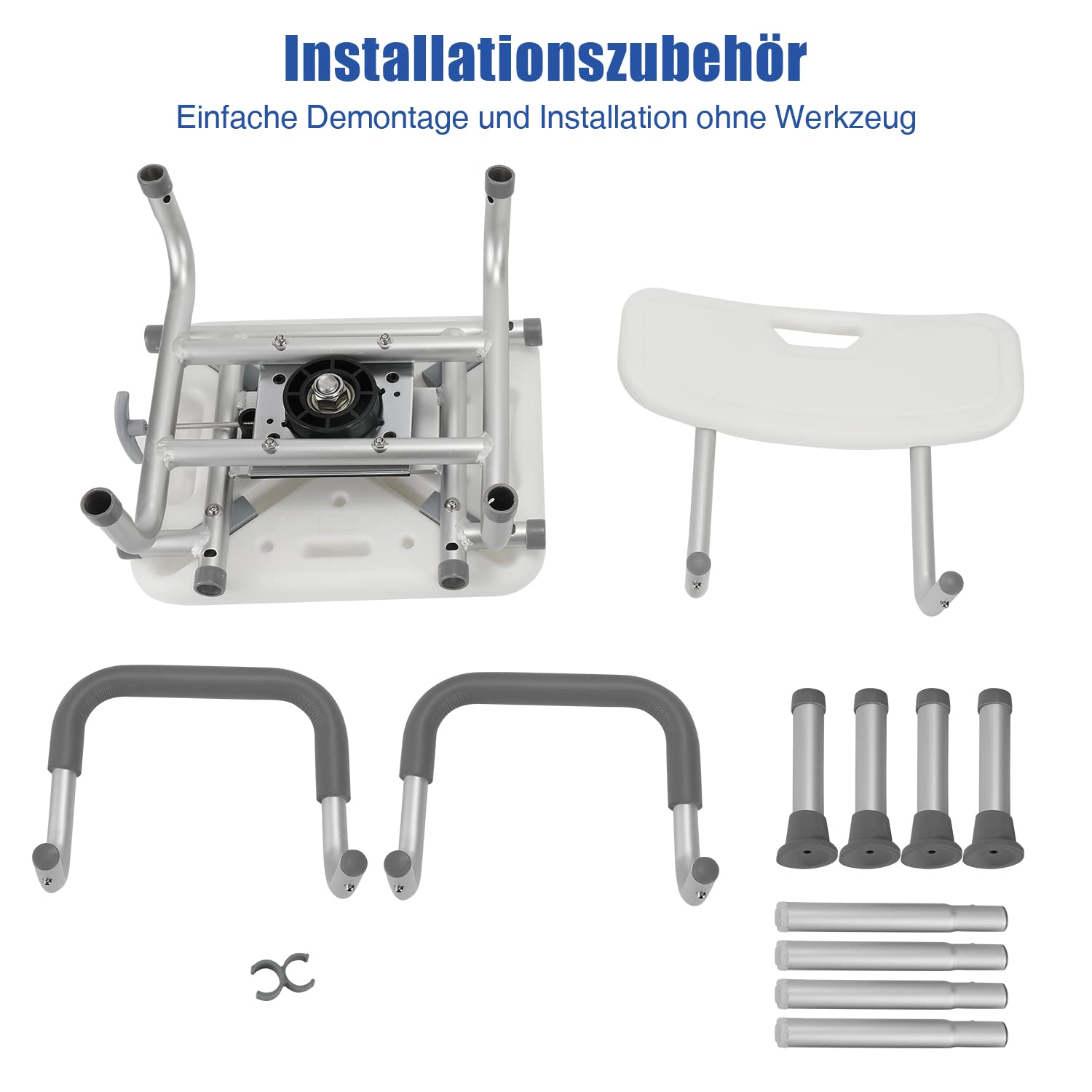 Cecaylie 360° Rotatable Shower Stool with Backrest & Armrest - Adjustable Height 70-78cm, Non-Slip Bath Chair for Elderly, Disabled & Pregnant Women - Ideal for Safe Bathing, Showering & Relaxation in Bathroom