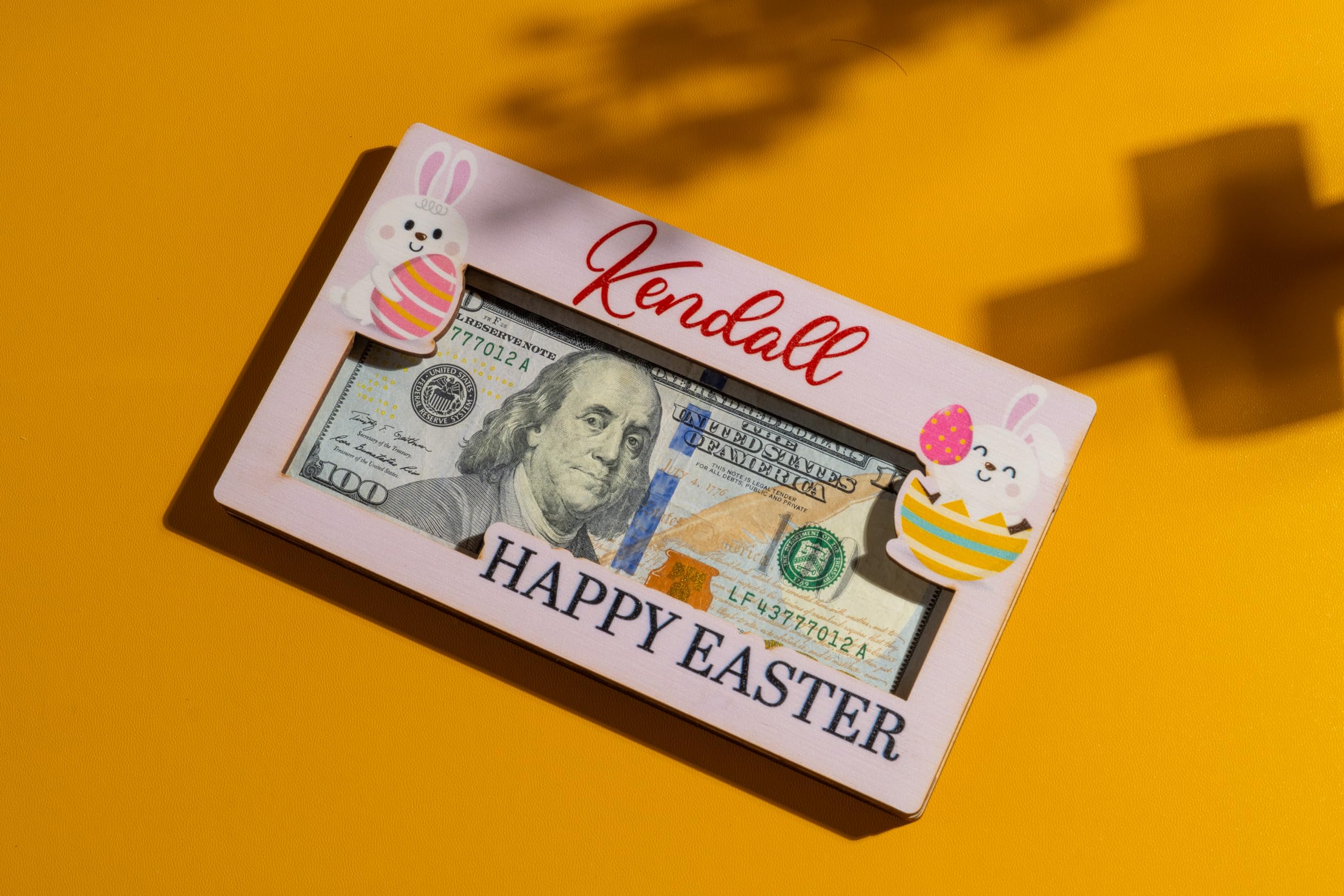 Custom Easter Money Holder for Boys & Girls - Personalized Name & 2-Line Message - 10 Color Options - Adorable Bunny Rabbit Design - Perfect for Easter Gifts, Egg Hunt Prizes & Holiday Cash Gifts