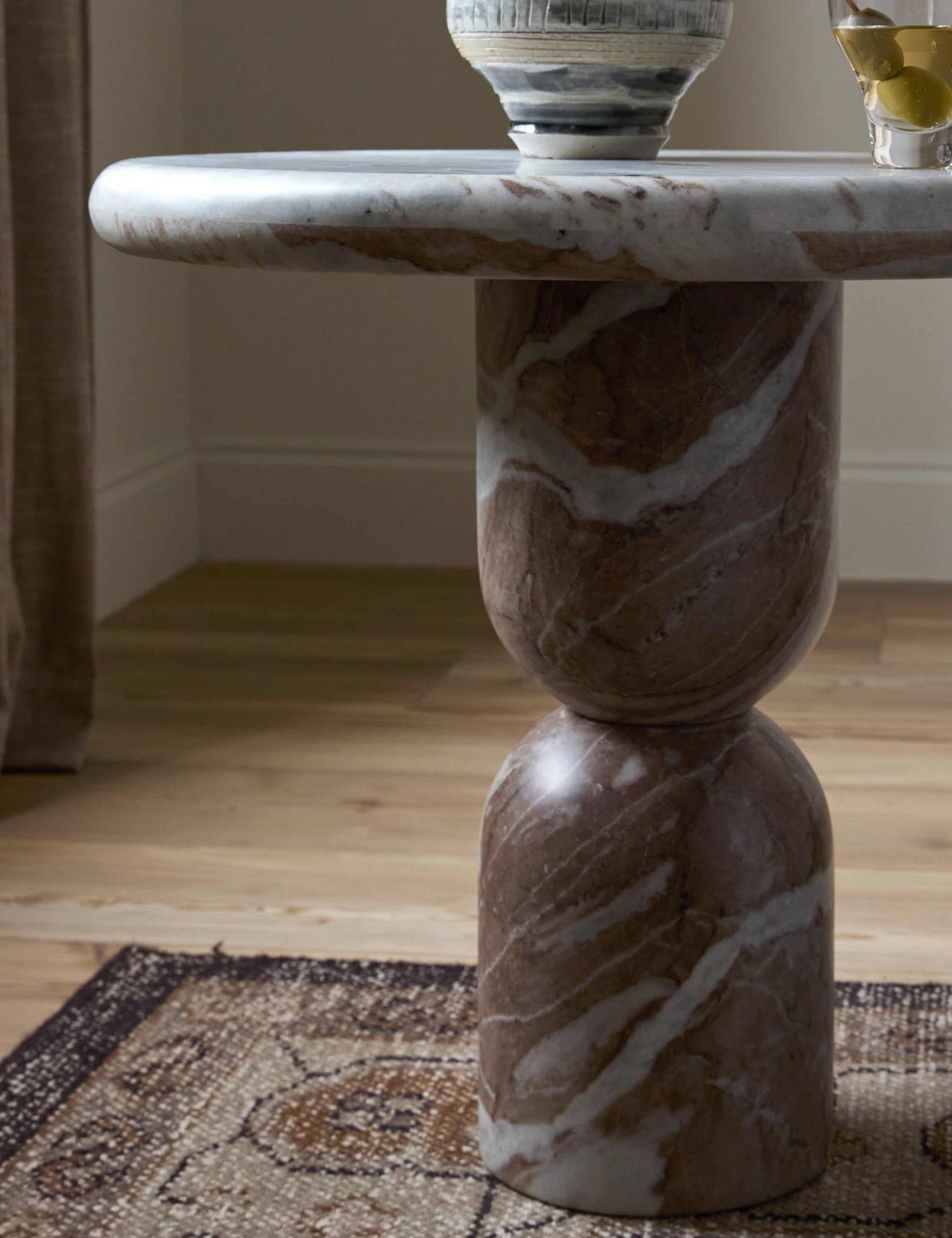 Amber Lewis x Four Hands Figueroa Round Side Table - Modern Wood Accent Table for Living Room, Bedroom & Office Decor