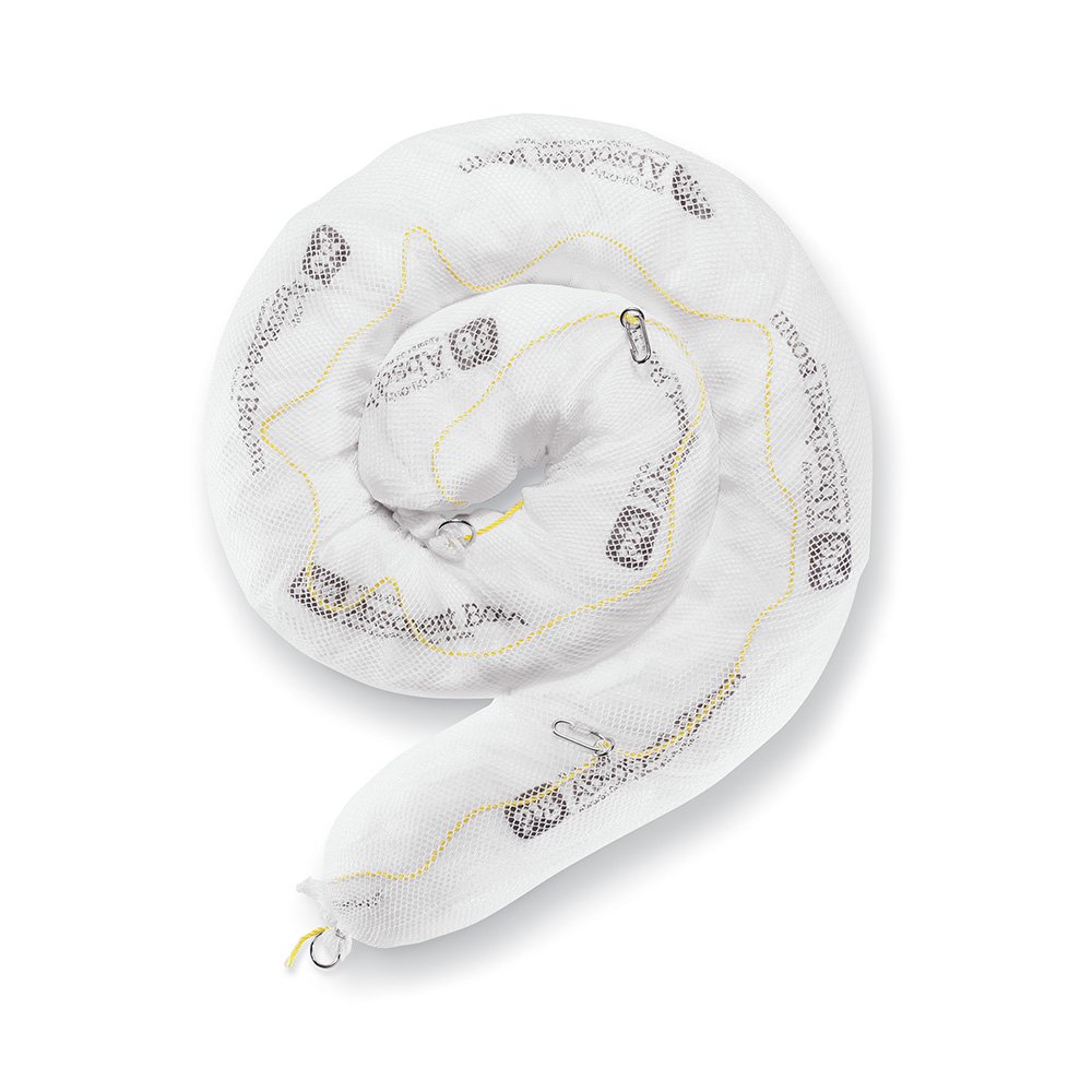 Oil-Only Absorbent Boom - 12 Gallon Capacity, Absorbs Oils & Fuels, Repels Water, 8