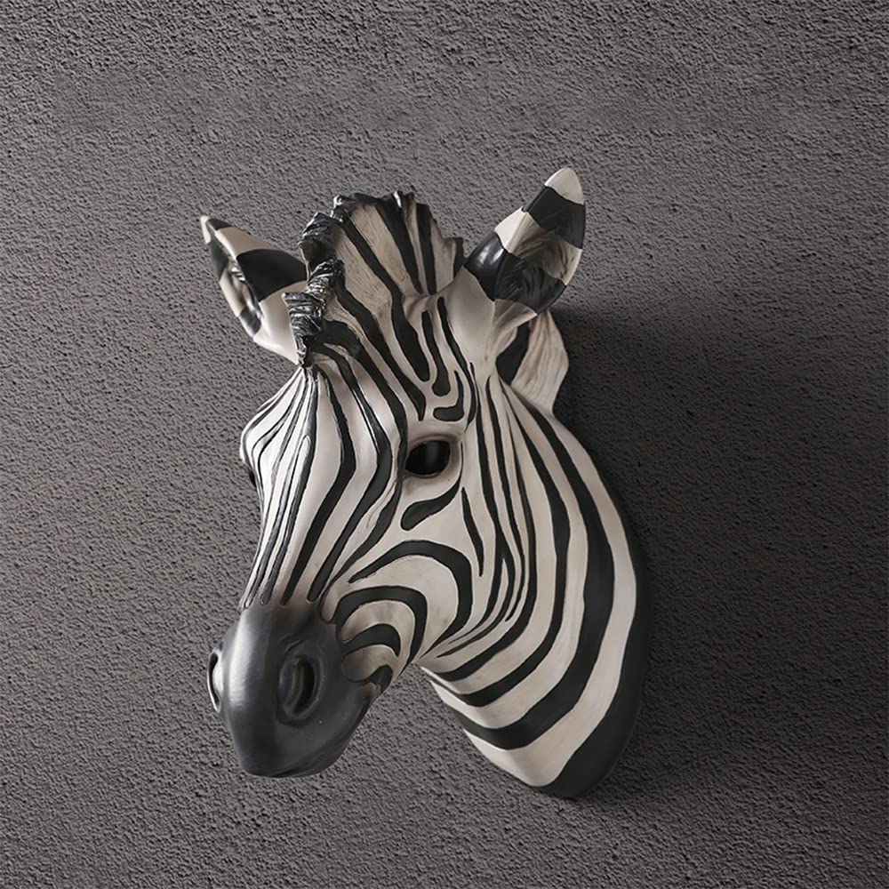 Faux Zebra Head Wall Decor - Realistic Safari Zebra Bust Sculpture for Home & Office - Madagascar Wildlife Plaque for Living Room, Bedroom, or Man Cave