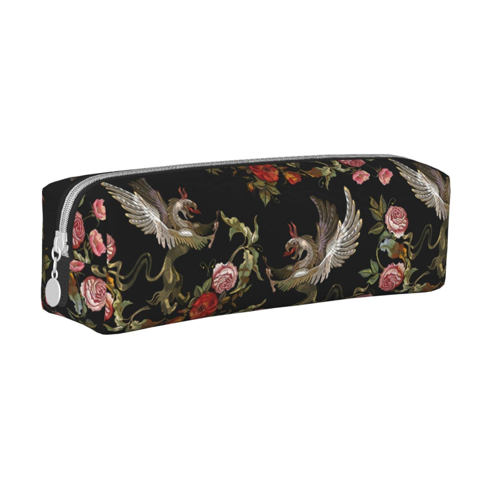 Bird and Flower Zipper Pencil Case - Durable Pen Pouch for Office, School & Travel - Portable Storage Bag for Pens, Makeup & Toiletries - Perfect for Students, Professionals & Travelers (Women & Men)