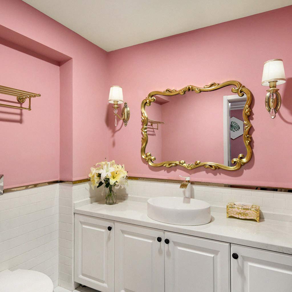 French Carved Bathroom Mirror - Gold Retro Style Wall-Mounted or Countertop Vanity Mirror 60x90cm for Bathroom, Powder Room & Dressing Area