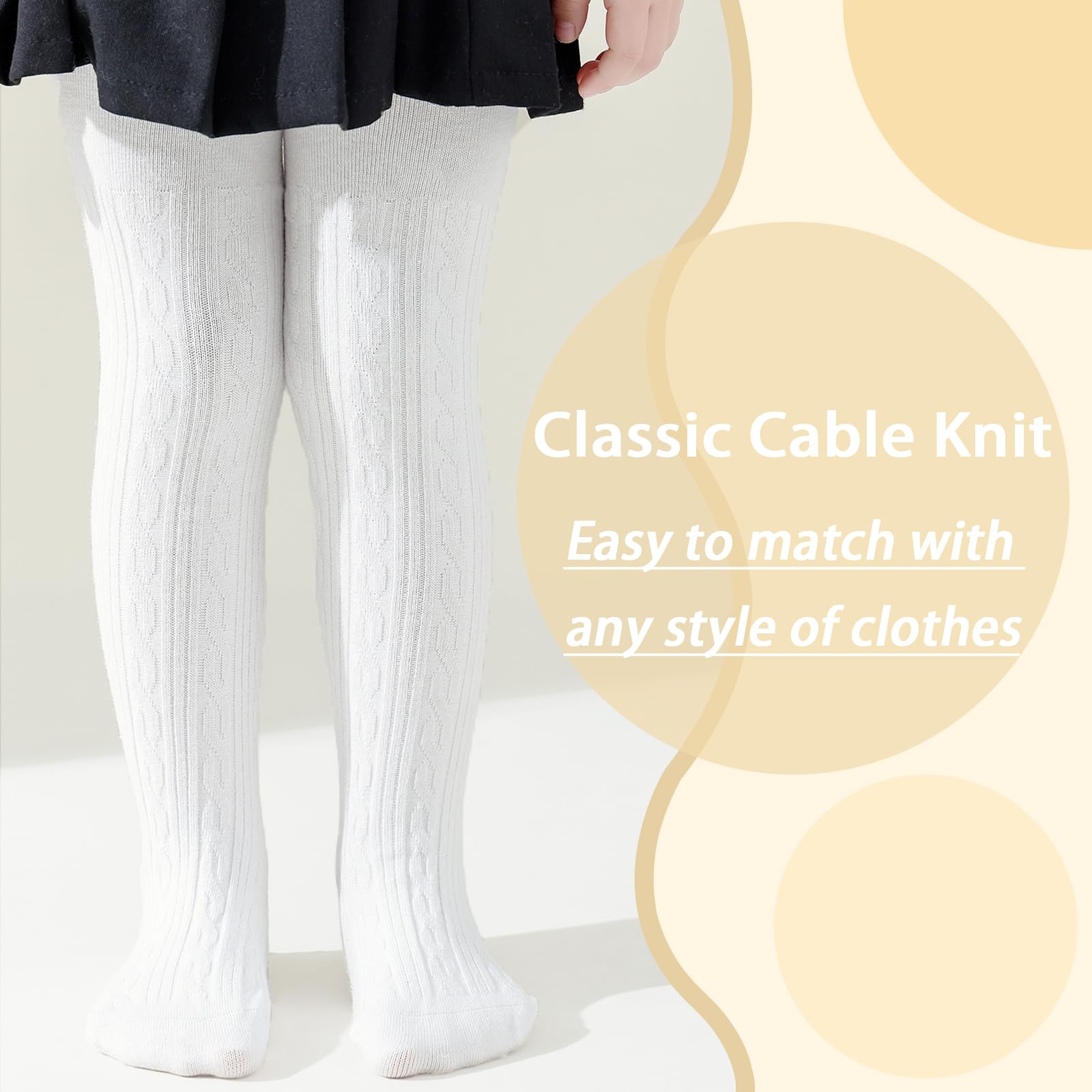 Soft Cotton Baby Tights for Toddler Girls - Seamless Cable Knit Leggings & Stockings (3/4/5 Pack) - Perfect for Playtime, Daycare & Winter Outfits