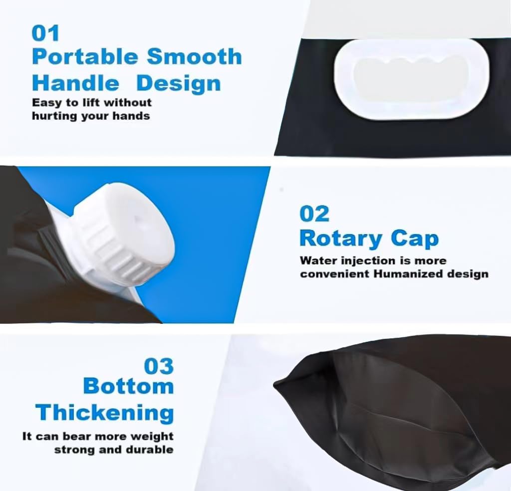 5L Black Reusable Ice Bath Bags - Portable Cold Plunge Tub Accessories for Home Therapy, Sports Recovery & Muscle Relaxation (3-Pack) - Perfect for Athletes, Gym Enthusiasts & Post-Workout Recovery