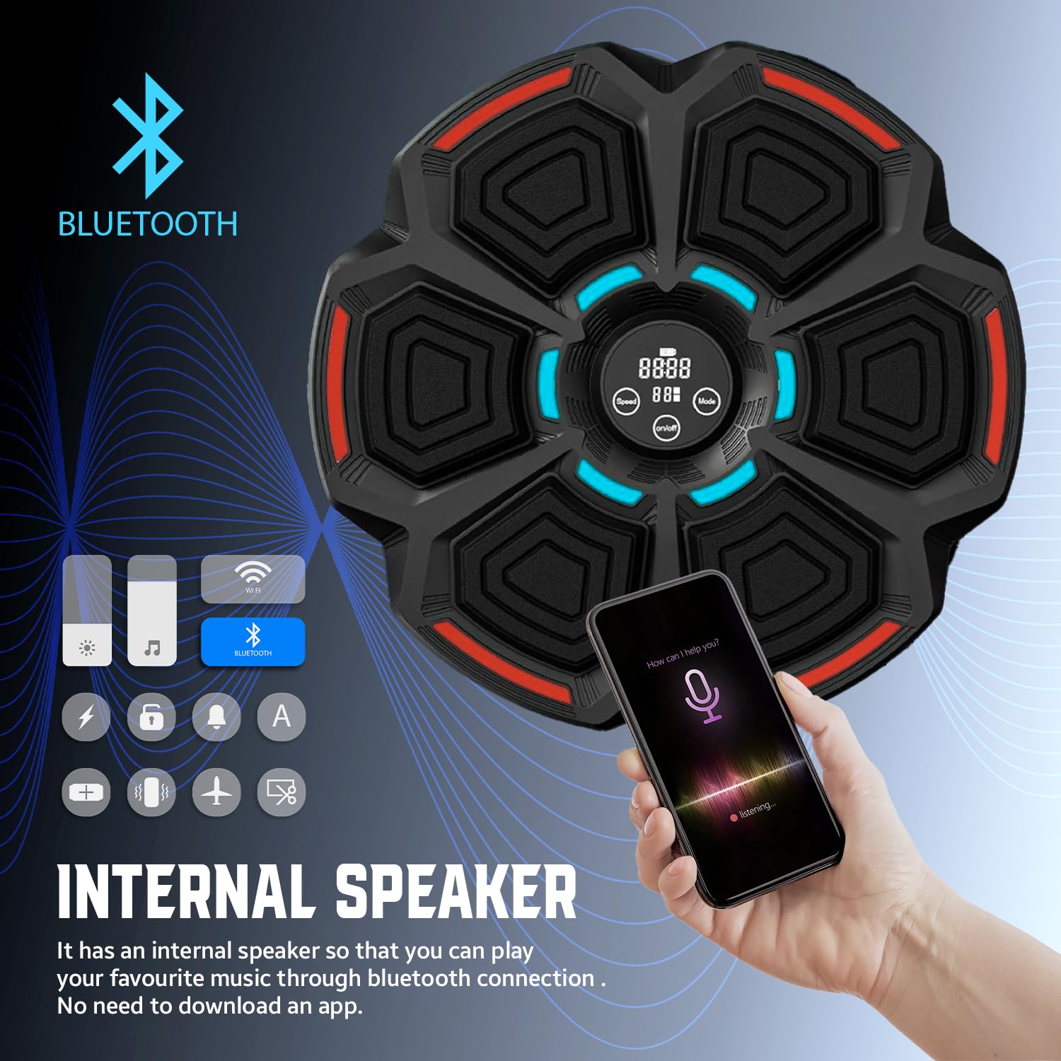Music Boxing Machine for Adults & Kids - Wall Mounted Punching Bag with Gloves | Boxing Equipment for Home Gym, Fitness Training & Stress Relief