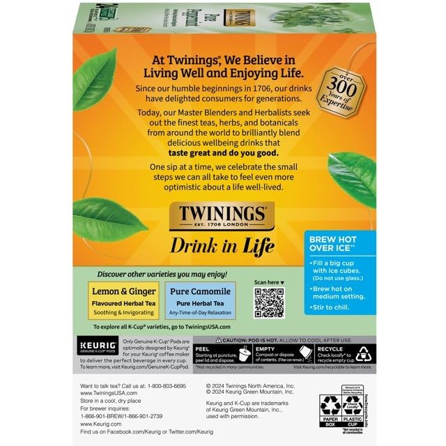 Twinings Pure Peppermint Tea K-Cup Pods for Keurig Brewers - 96 Count (4 Packs of 24) | Naturally Caffeine-Free Herbal Tea | 100% Pure Peppermint Leaves | Perfect for Relaxation, Digestion & Evening Tea Time