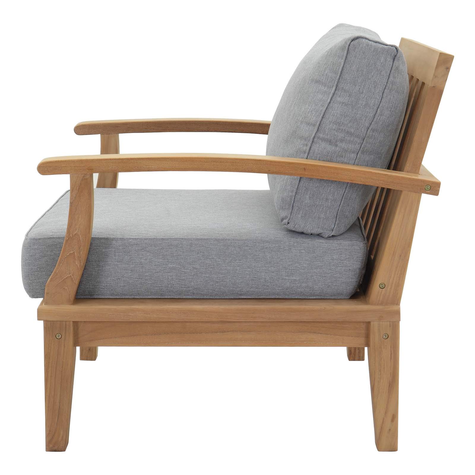 Modern Contemporary Outdoor Patio Furniture Set - 3-Piece Wooden Sofa, Chair & Coffee Table in Gray & Natural Finish for Garden, Backyard or Poolside Relaxation