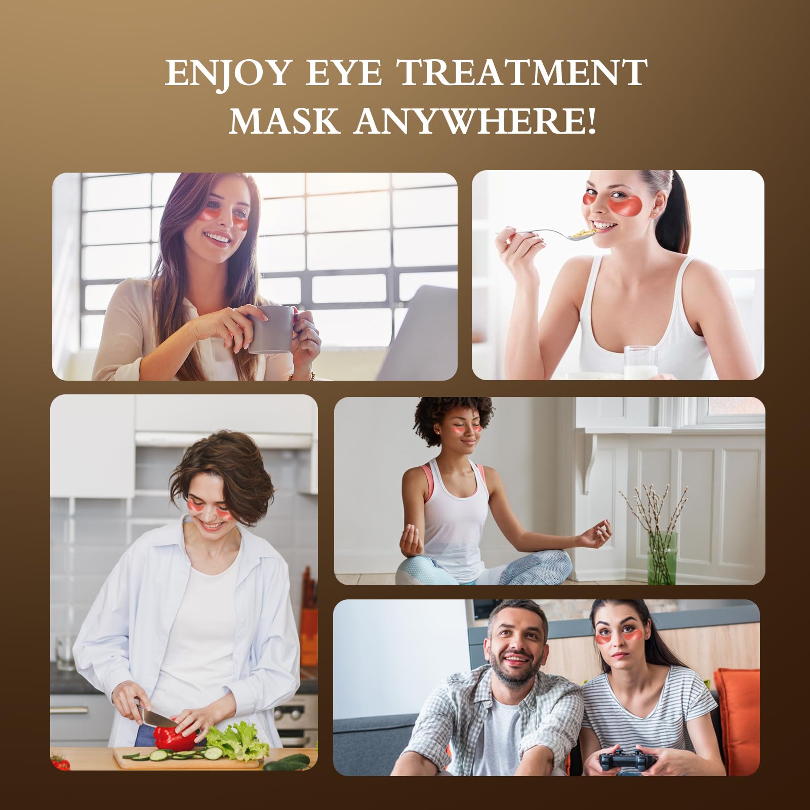 Caffeine Eye Patches for Puffy Eyes - Dark Circle & Wrinkle Treatment, Under Eye Bags Relief, Brightening Skincare for Men & Women | Vegan, USA Tested | Perfect for Morning Routine & Travel Skincare
