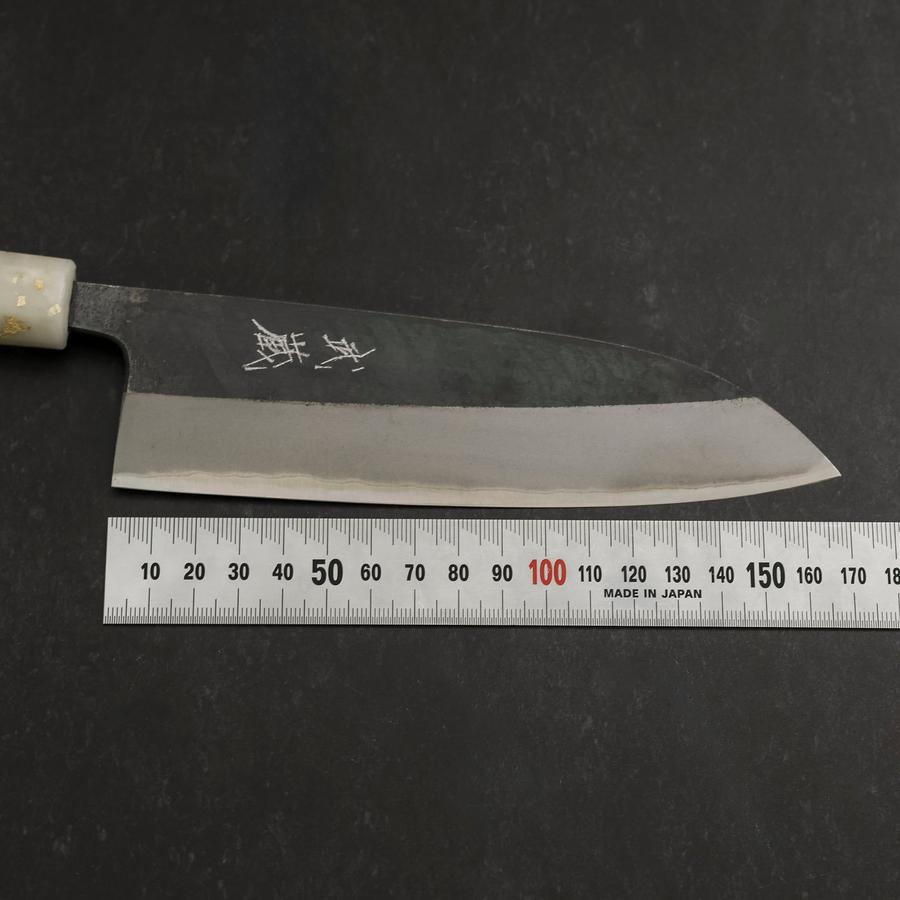 Premium Santoku Knife - Blue Steel #2 Kurouchi Finish with Ocean Black & White Gold Handle - 165mm Japanese Chef Knife for Slicing, Dicing, and Chopping Vegetables, Meat, and Fish - Perfect for Home Cooks and Professional Chefs