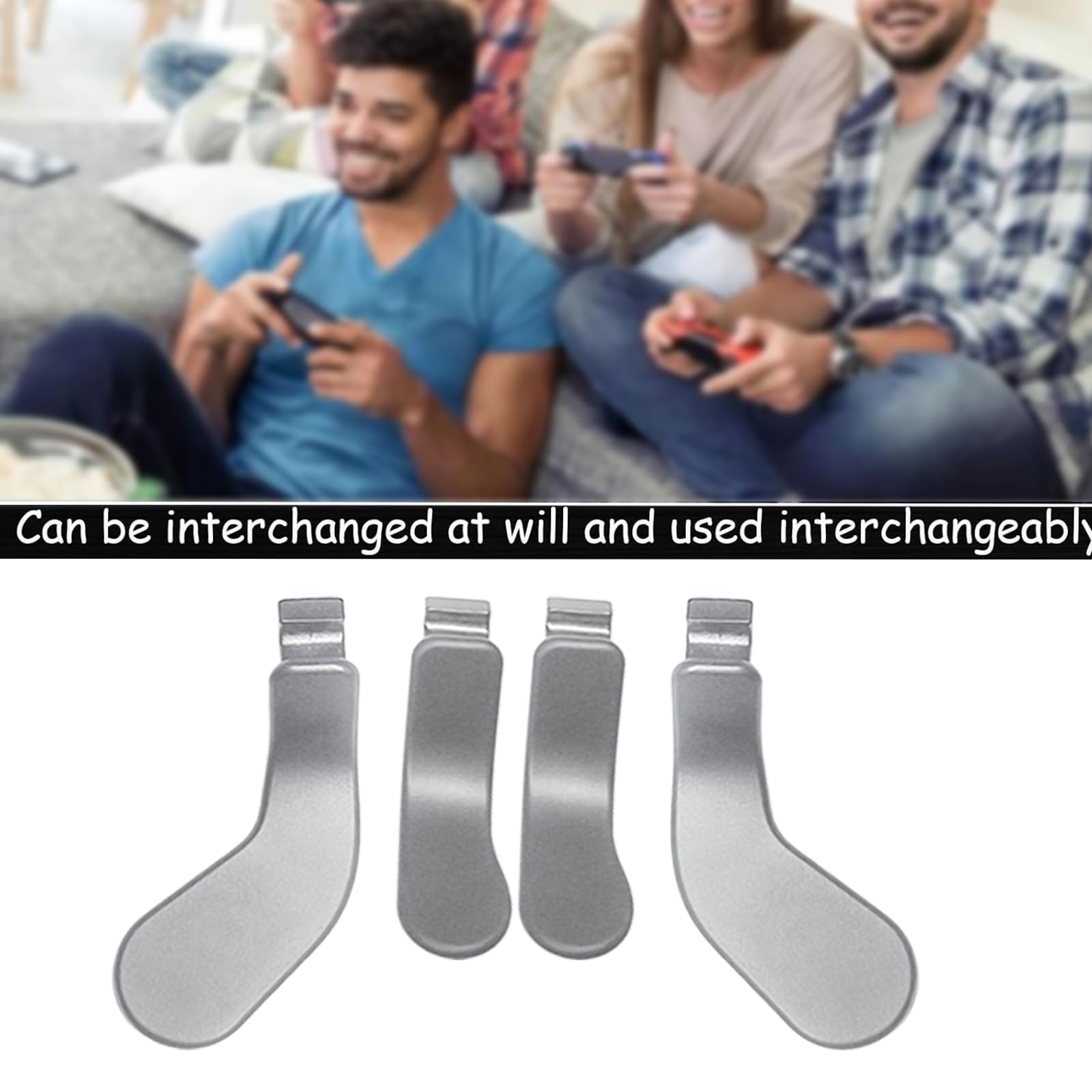 CaoXiong 4 Pack Metal Paddles for Xbox Elite Series 2 Controller - Silver Back Buttons Replacement | Enhanced Gaming Performance for FPS, Racing & Competitive Play