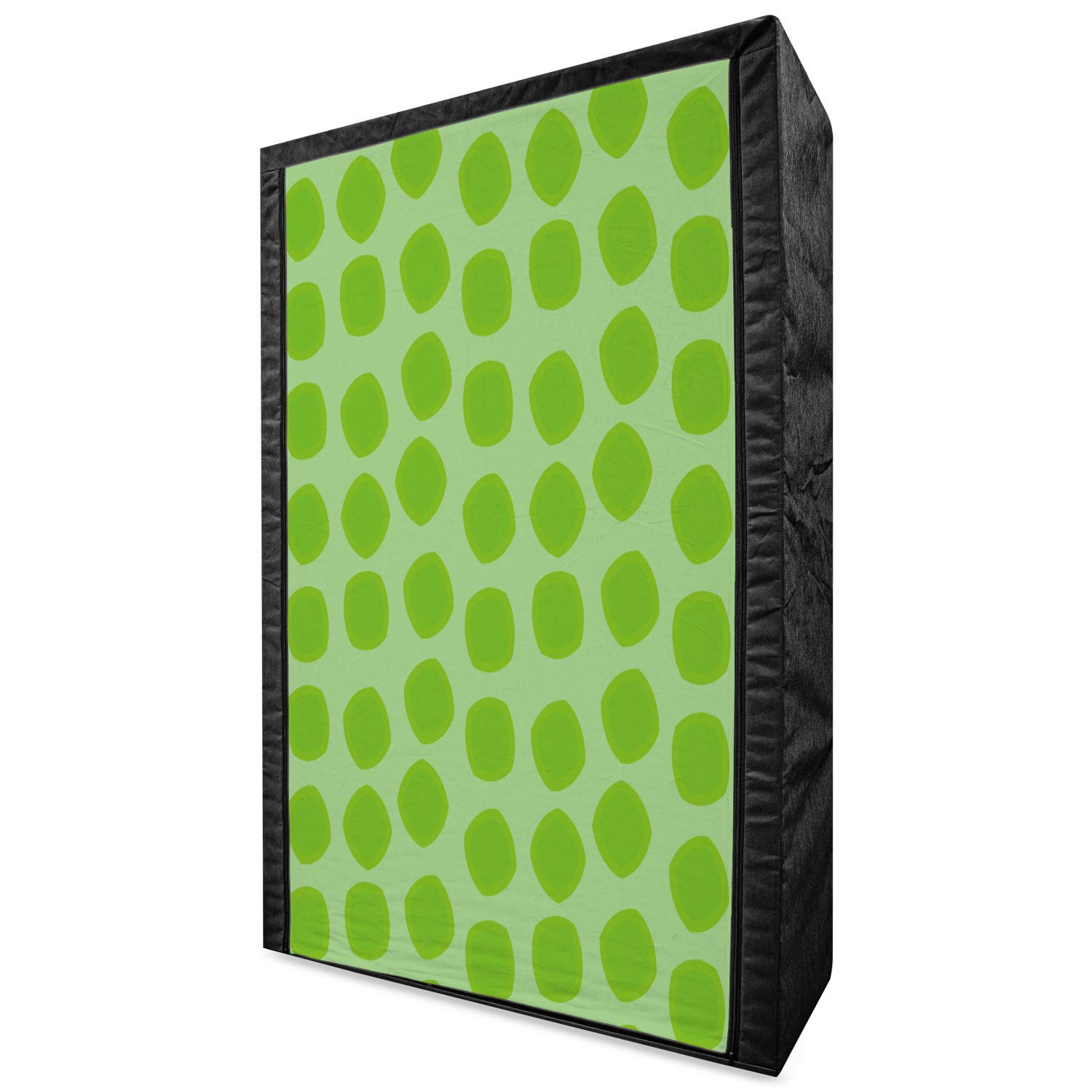 Ambesonne Lime Green Portable Fabric Wardrobe - Geometric Pattern Clothing Organizer with Shelves, 42.5 Inch Almond Green Storage Closet for Bedroom, Closet, Dorm & Travel