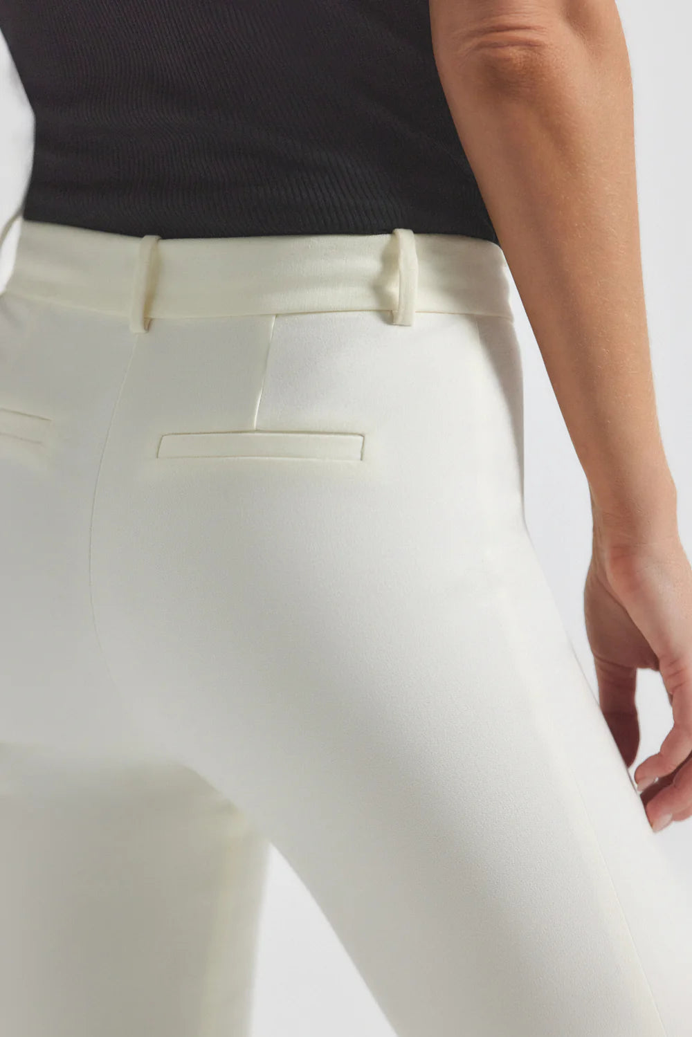 Crosby Cropped Flare Pants for Women - Soft White High Waist Stretch Jeans | Casual & Boho Style for Everyday Wear