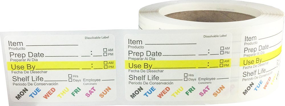 Dissolvable Food Labels 2” x 3” (500 Pack) - Water Solvable Kitchen & Restaurant Stickers for Jars, Containers & Freezer Storage - Perfect for Meal Prep, Pantry Organization & Food Rotation