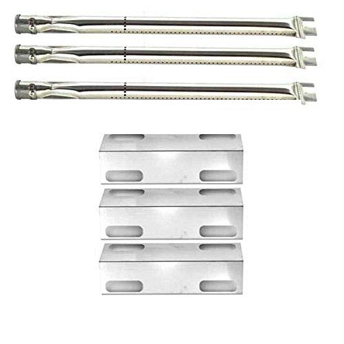 Ducane 3100 BBQ Grill Repair Kit - 3 Stainless Steel Burners & Heat Plates Replacement Parts for Outdoor Cooking & Grilling